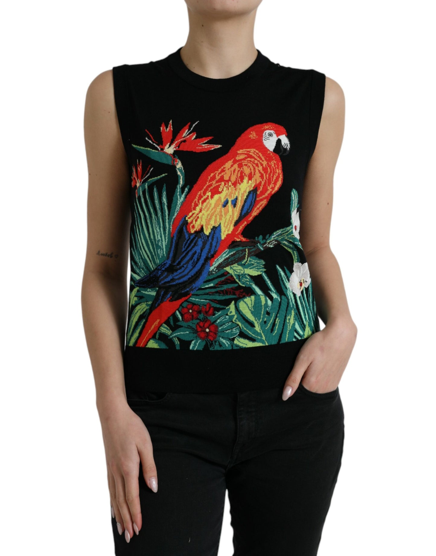 Dolce & Gabbana Elegantes Tank-Top mit Rundhalsausschnitt und Dschungelmuster