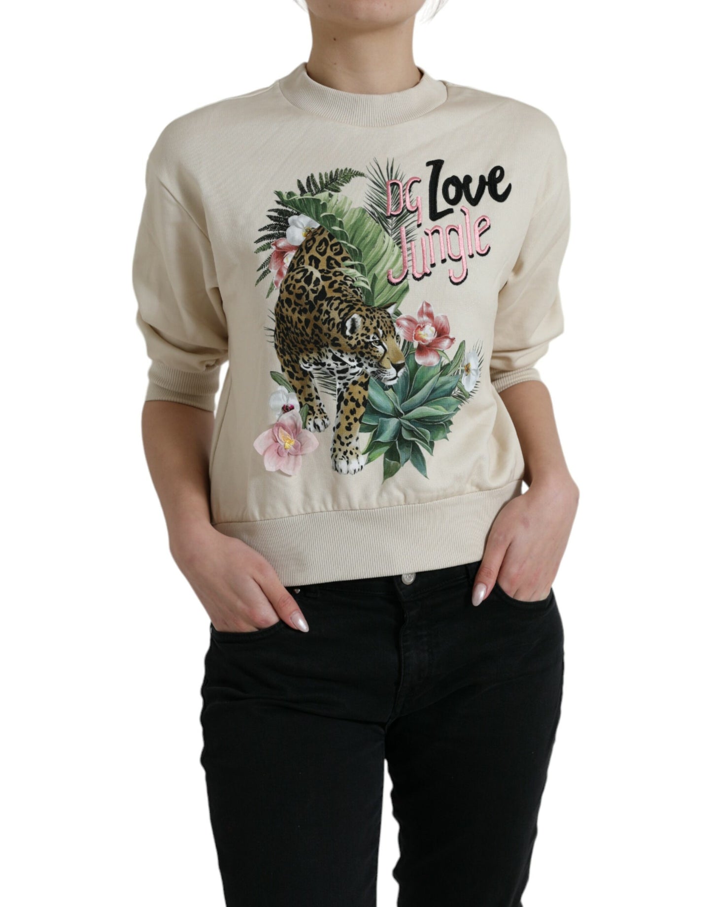 Dolce &amp; Gabbana Elegant jungle print round neck sweater