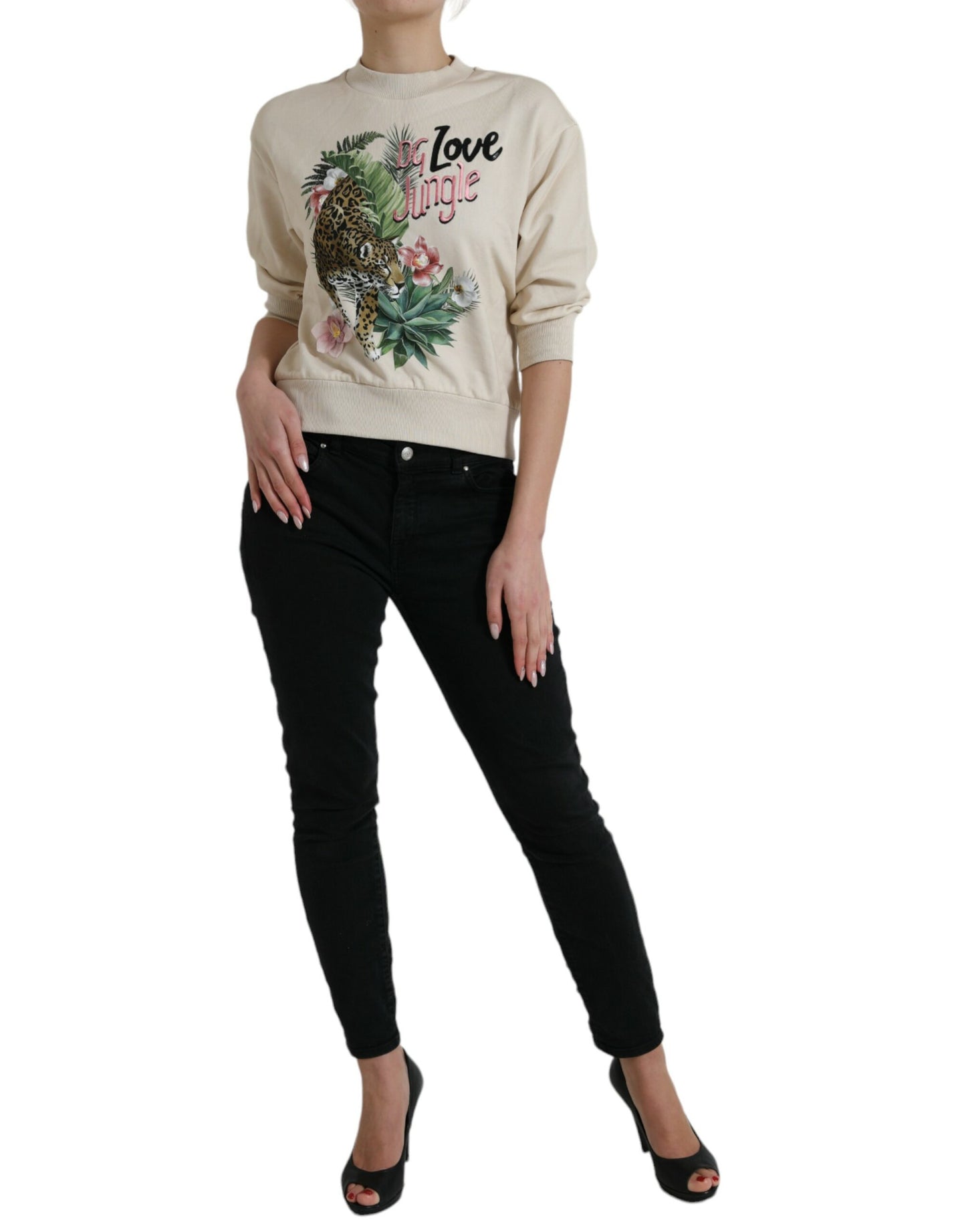 Dolce &amp; Gabbana Elegant jungle print round neck sweater