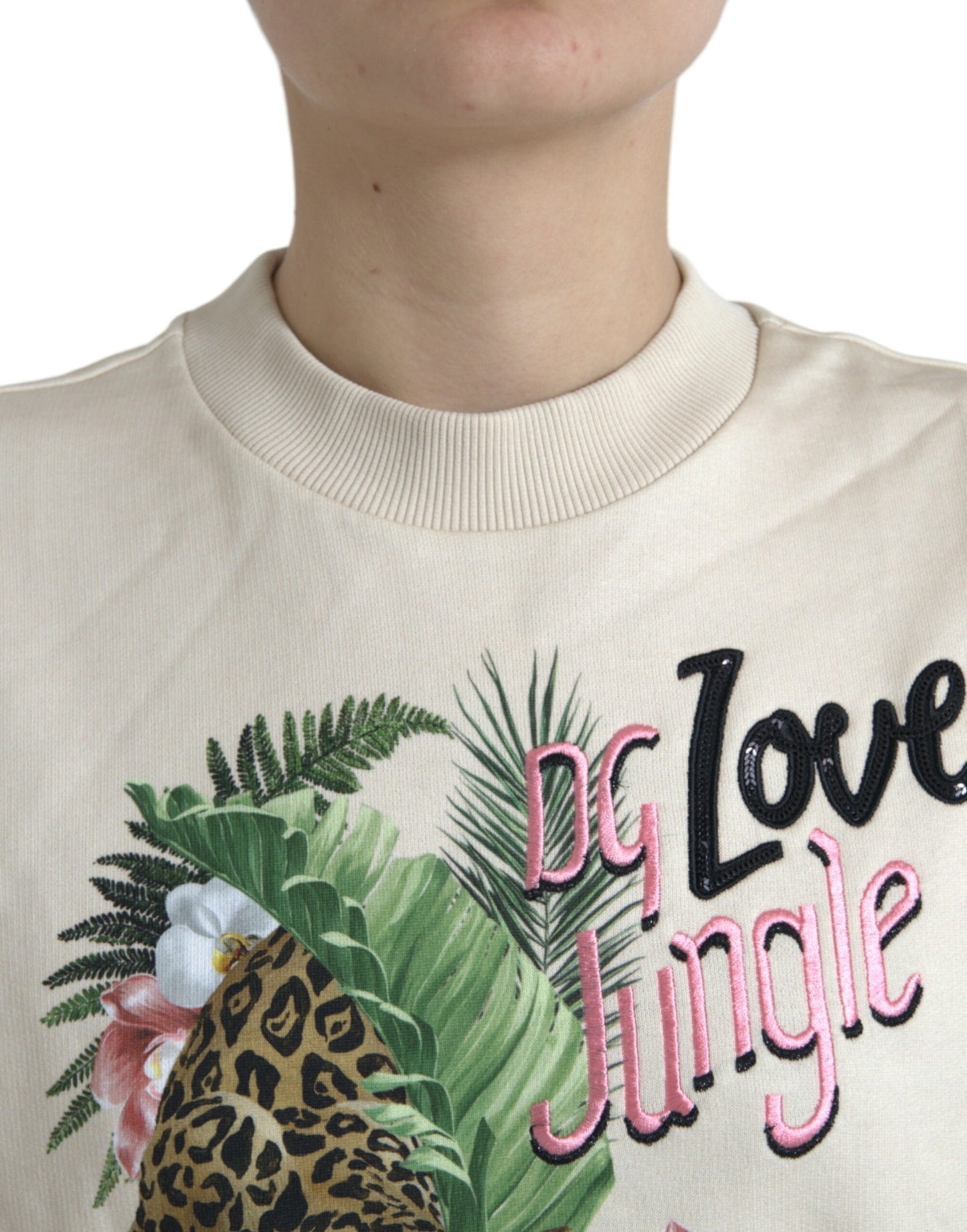 Dolce &amp; Gabbana Elegant jungle print round neck sweater