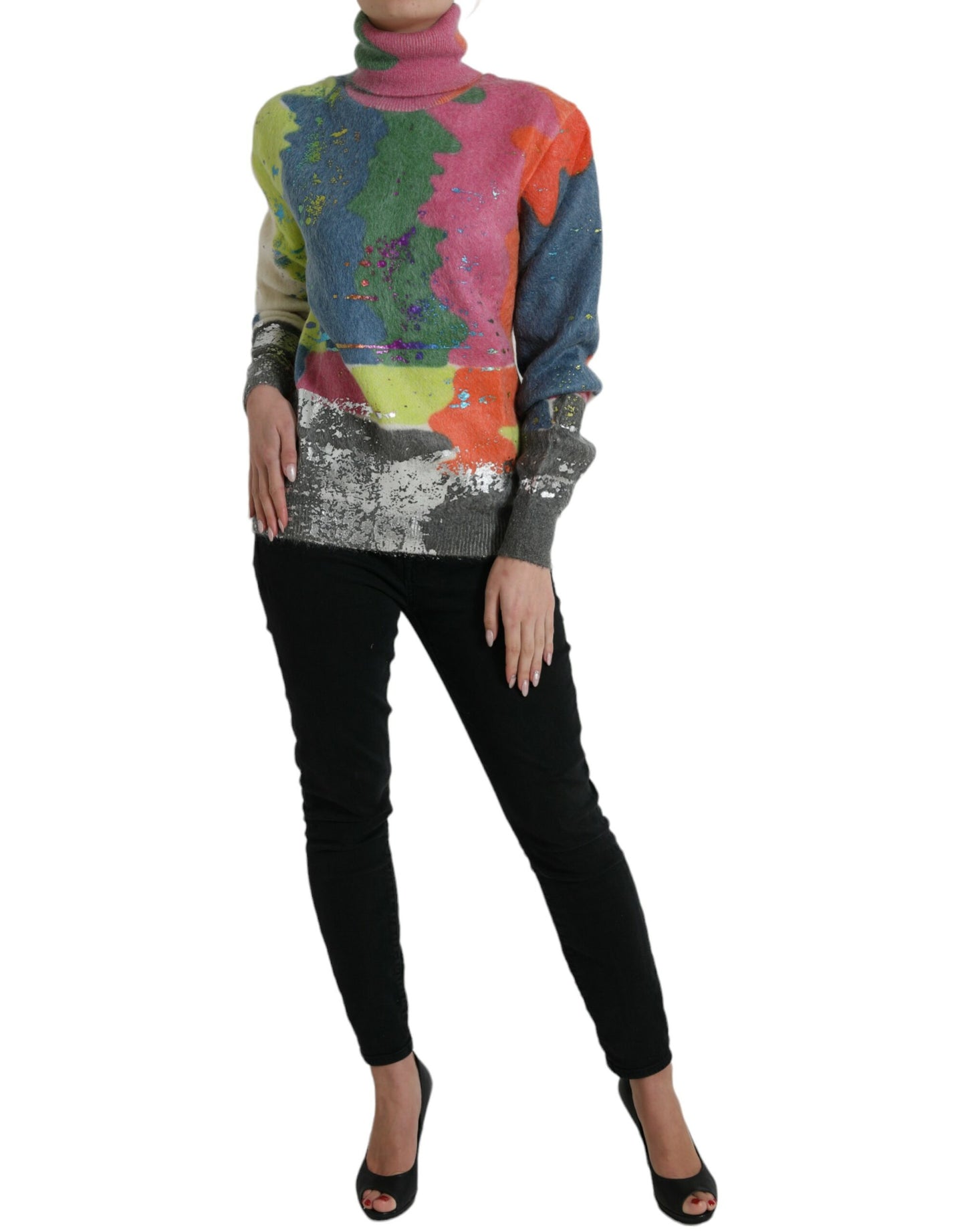 Dolce &amp; Gabbana Multicolor Mohair Turtleneck Sweater Rento villapaita