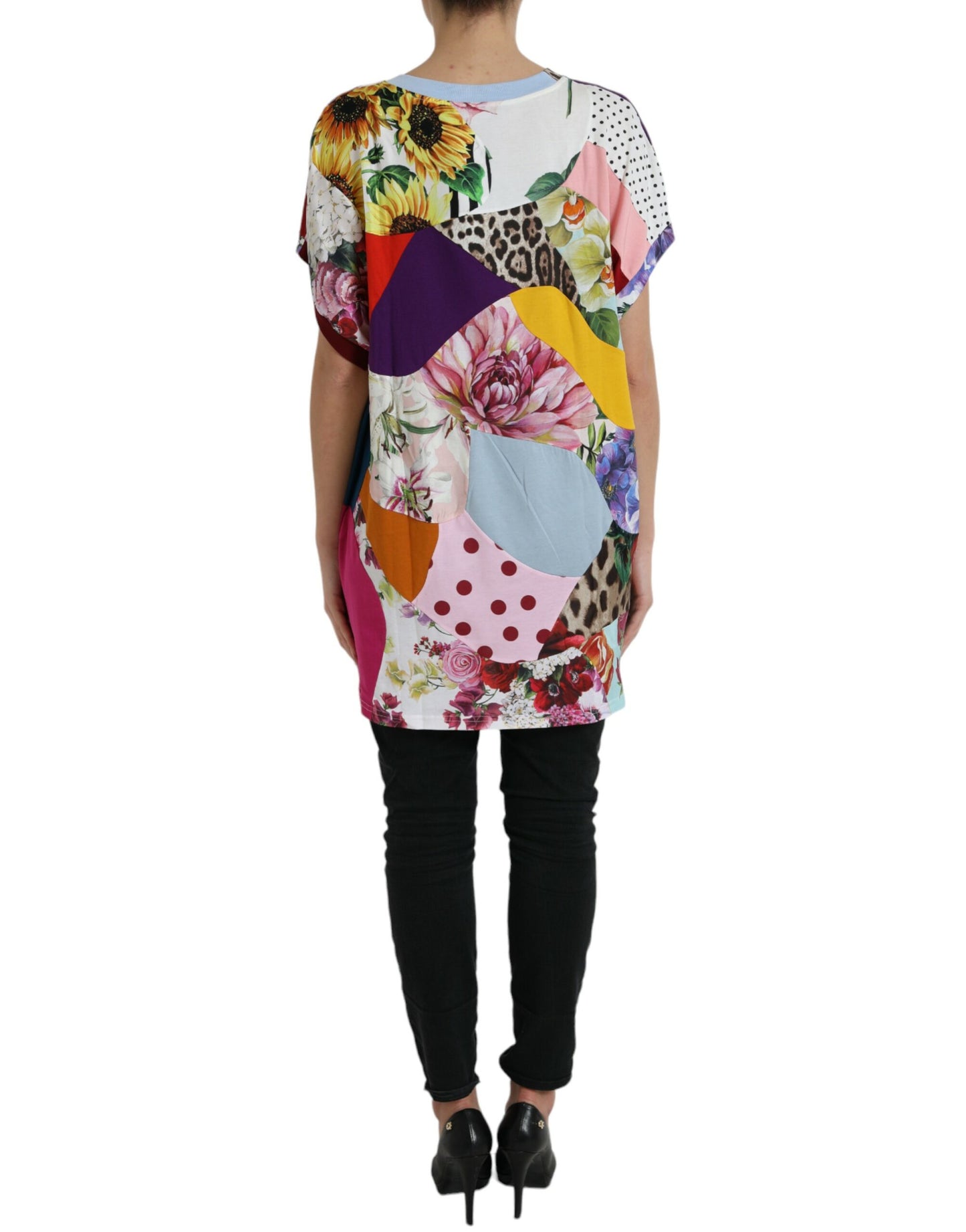 Dolce & Gabbana Multicolor Baumwolle Seide Patchwork Bluse