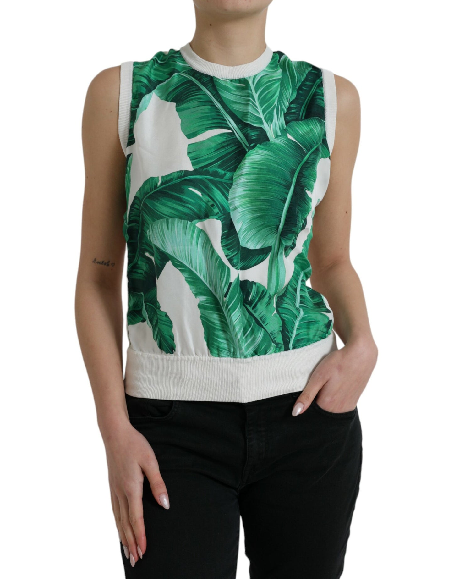 Dolce & Gabbana Bananenblatt-Print-Top aus Seide