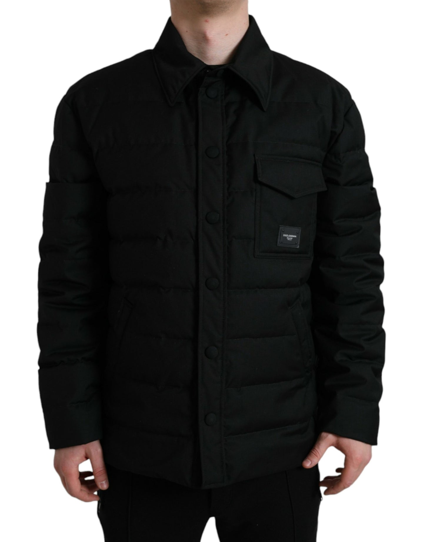 Dolce & Gabbana Elegante schwarze wattierte Parka-Jacke