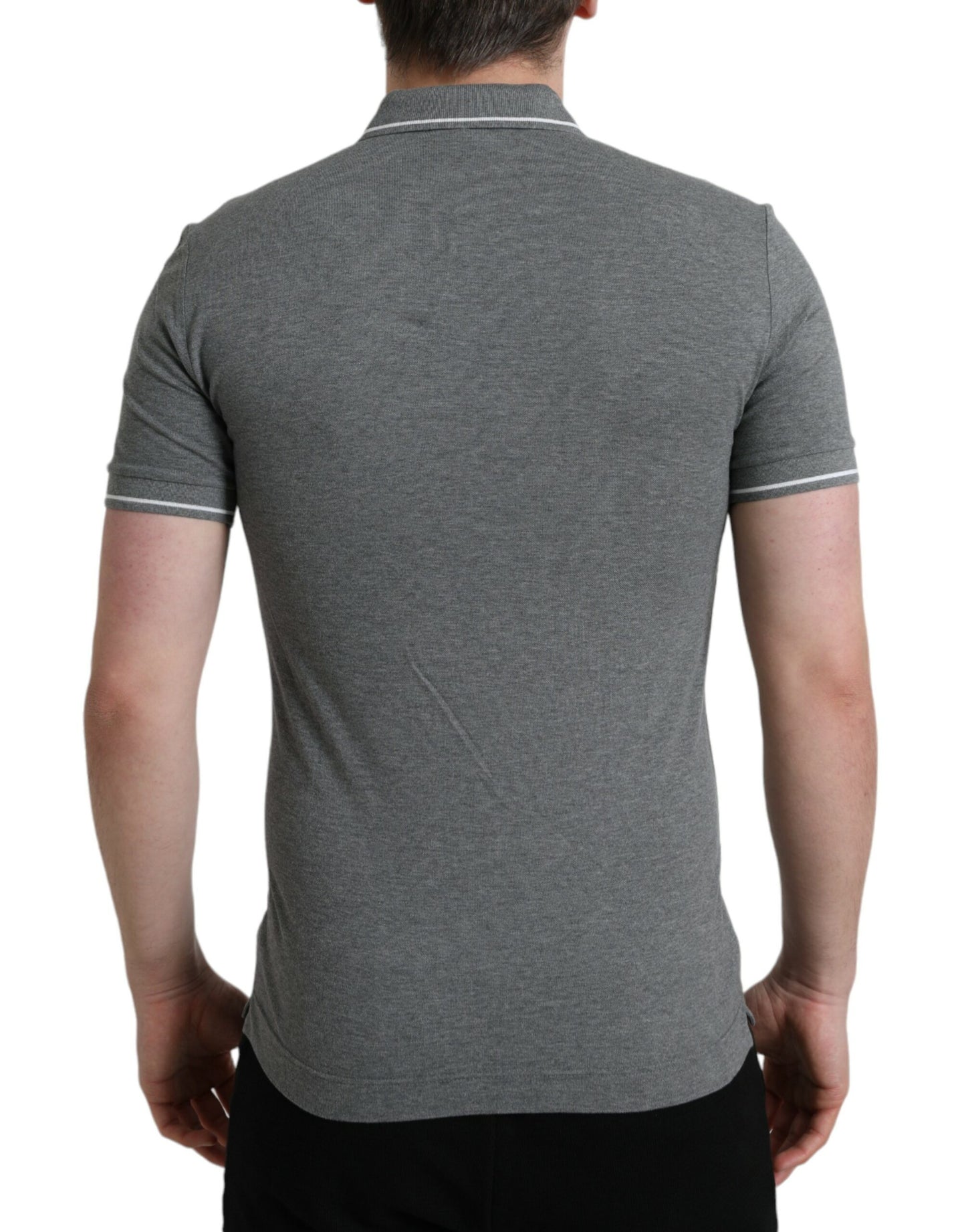 Dolce &amp; Gabbana Elegant Grey Cotton Polo T-Shirt