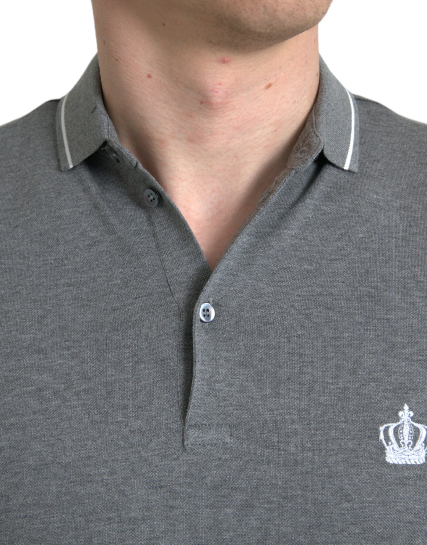 Dolce &amp; Gabbana Elegant Grey Cotton Polo T-Shirt