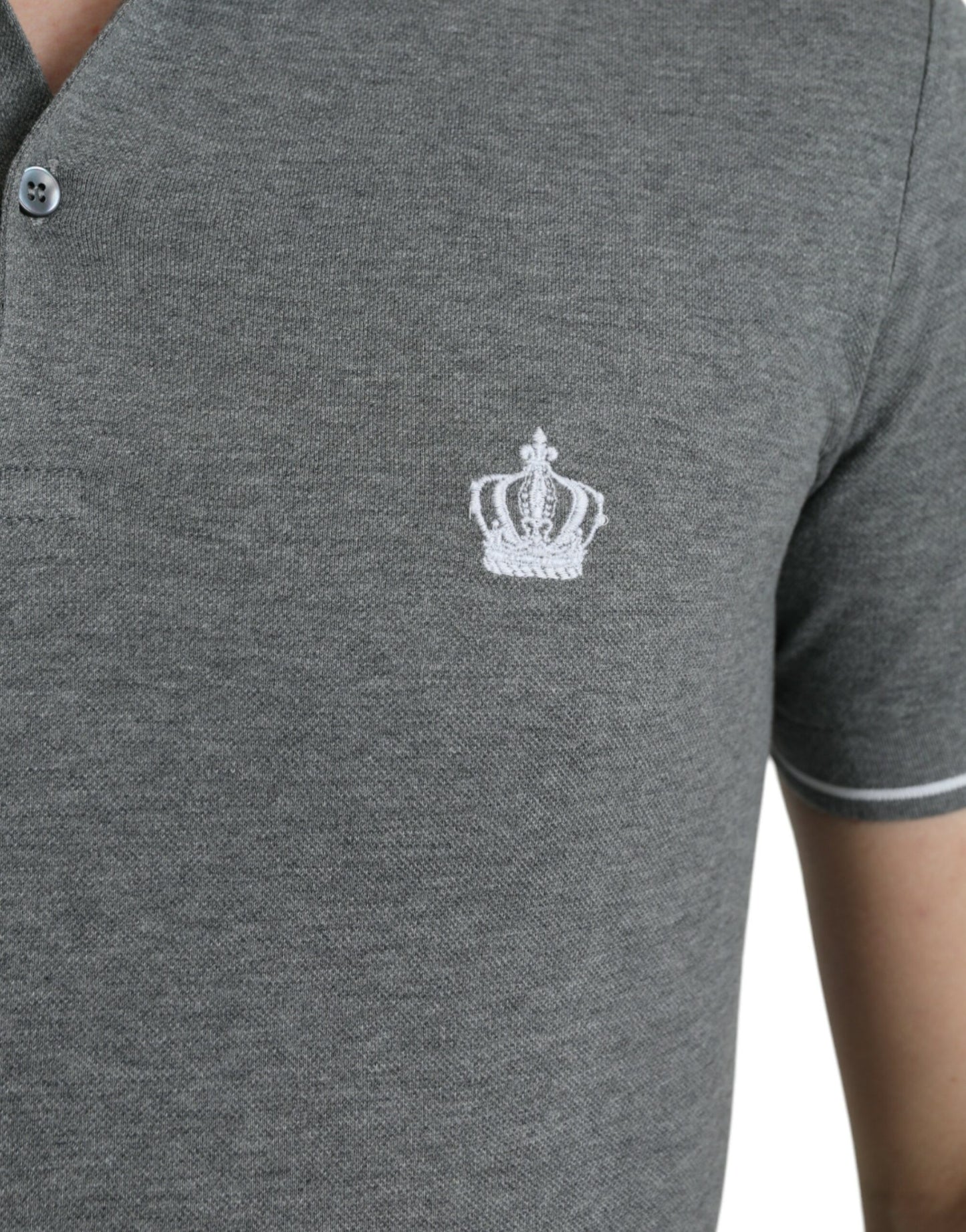 Dolce &amp; Gabbana Elegant Grey Cotton Polo T-Shirt