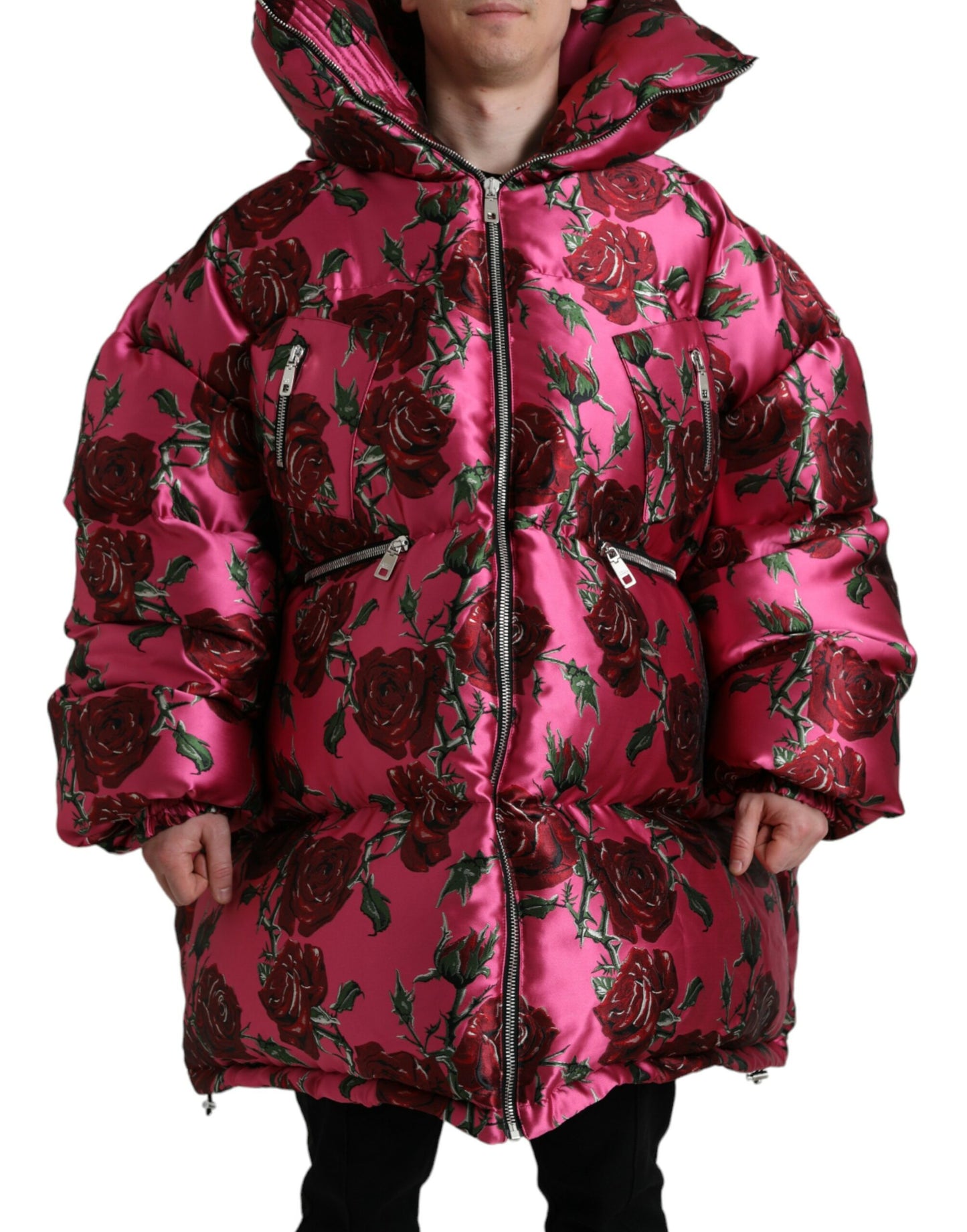 Dolce & Gabbana Elegante Steppjacke mit Rosendruck