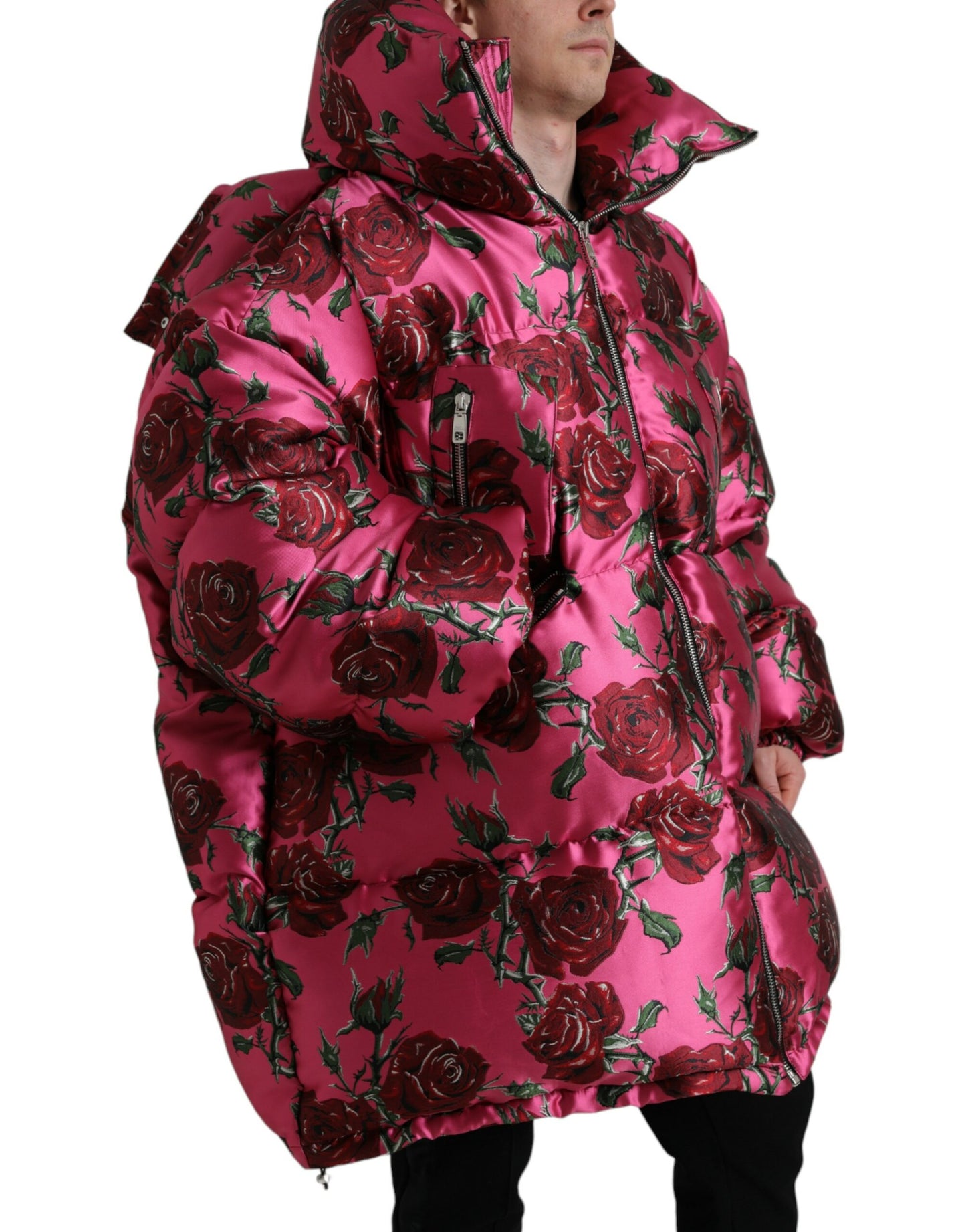 Dolce & Gabbana Elegante Steppjacke mit Rosendruck