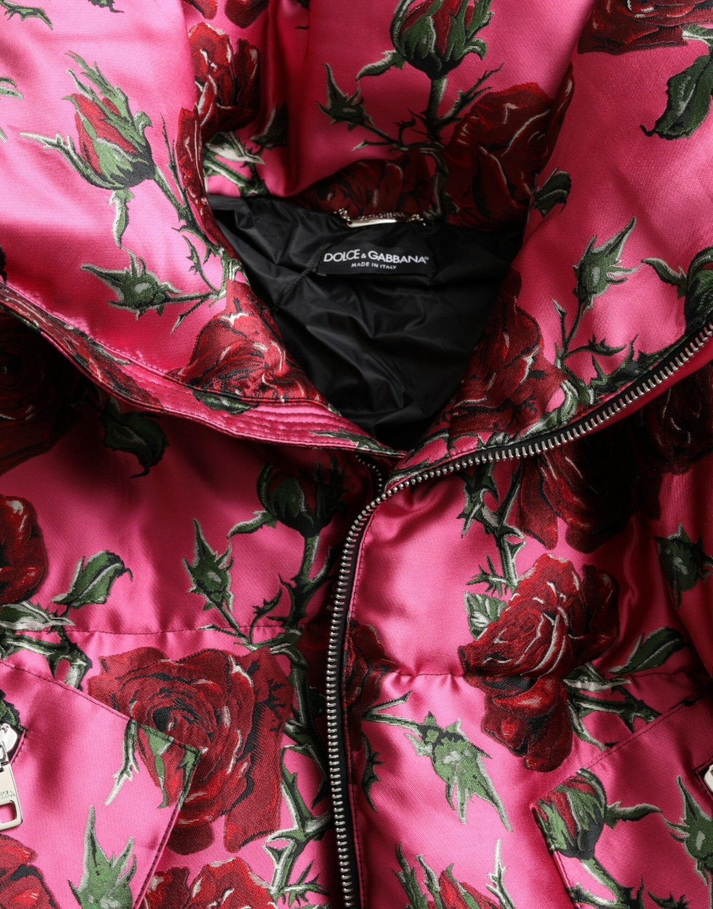 Dolce & Gabbana Elegante Steppjacke mit Rosendruck