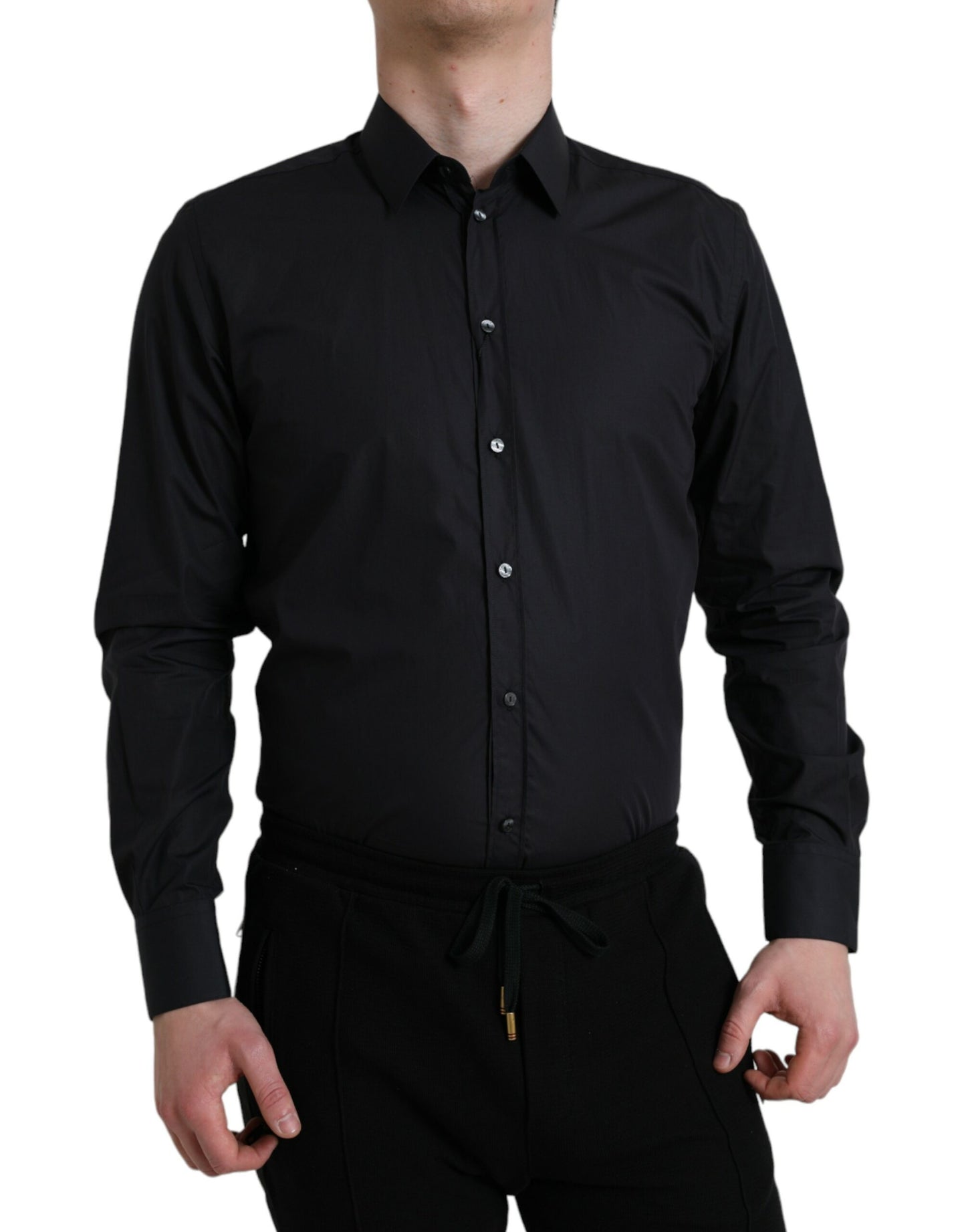 Dolce &amp; Gabbana Elegant navy blue slim fit shirt