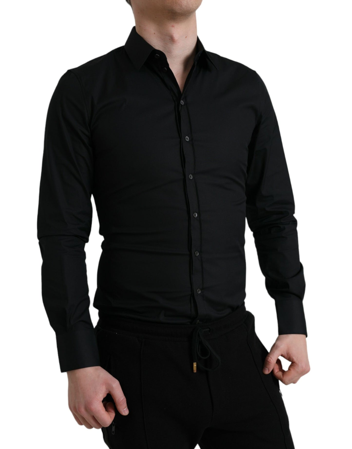 Dolce &amp; Gabbana Elegant Black Slim Fit Italian Shirt