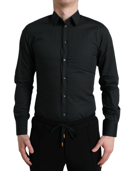 Dolce &amp; Gabbana Elegant slim black silk blend shirt