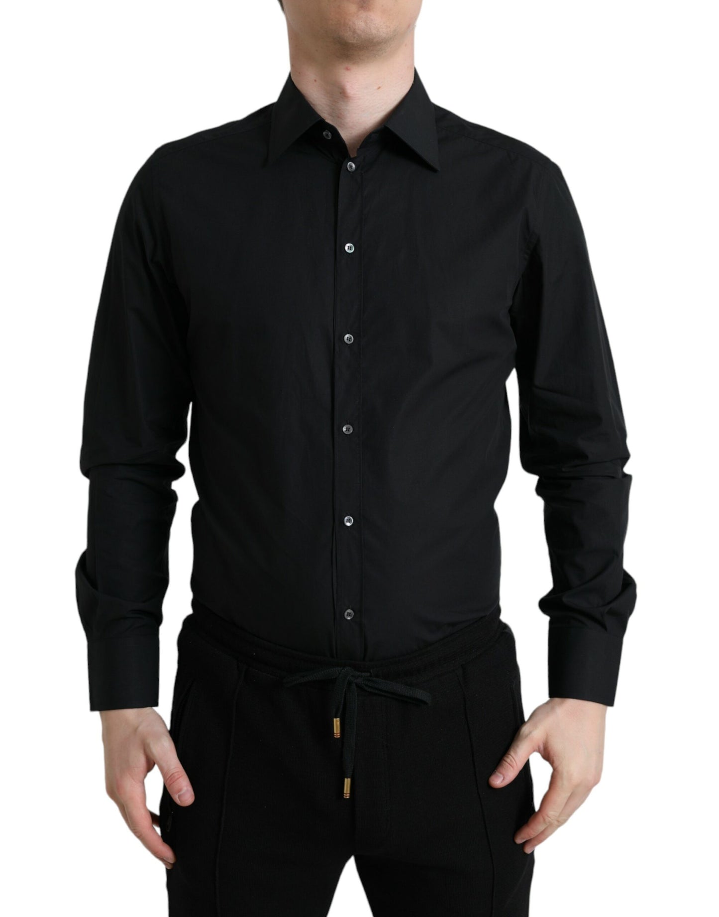 Dolce & Gabbana Elegantes Schwarzes Slim Fit Italian Dress Shirt