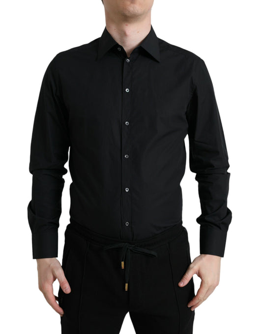 Dolce &amp; Gabbana Elegant Black Slim Fit Italian Dress Shirt