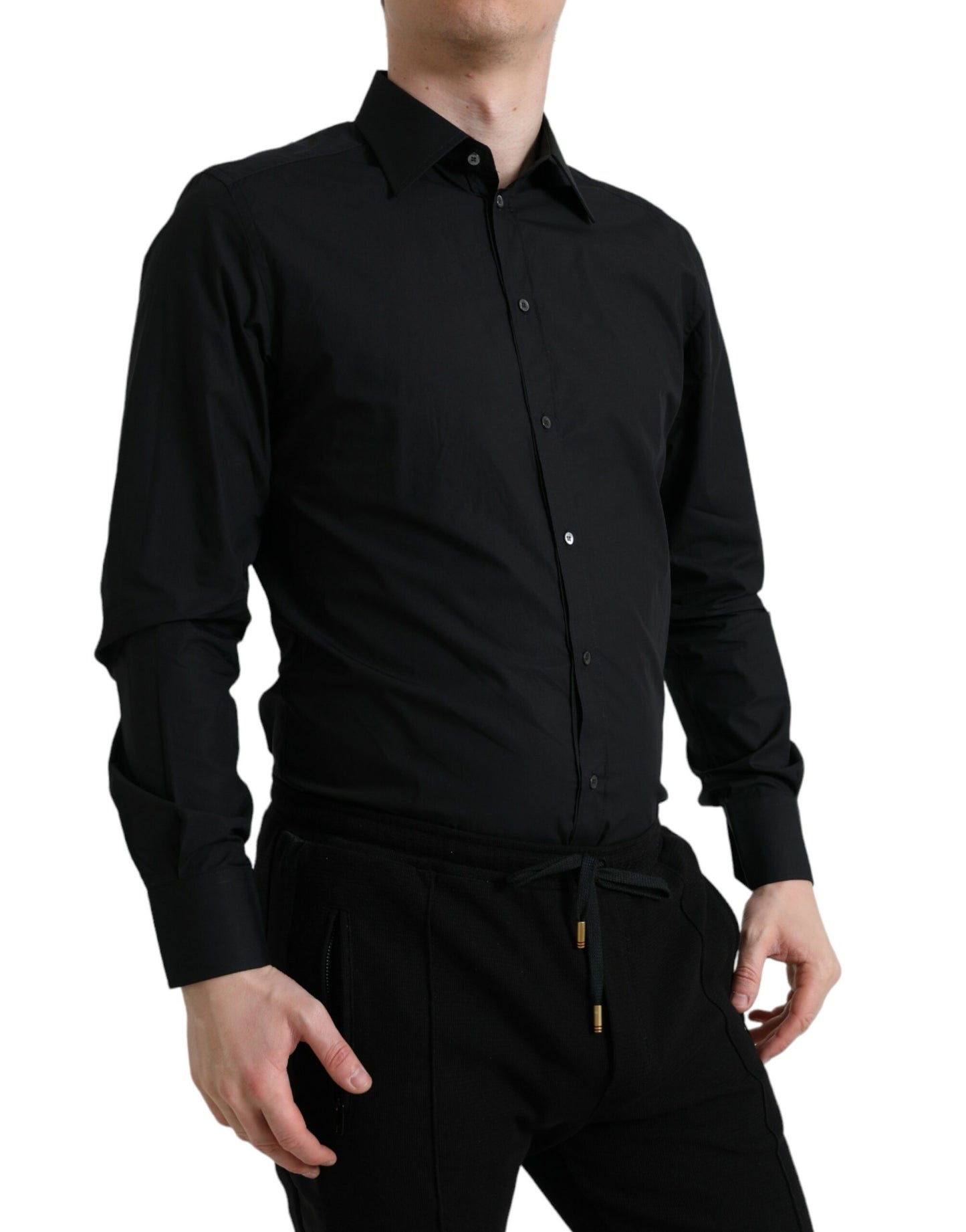 Dolce & Gabbana Elegantes Schwarzes Slim Fit Italian Dress Shirt