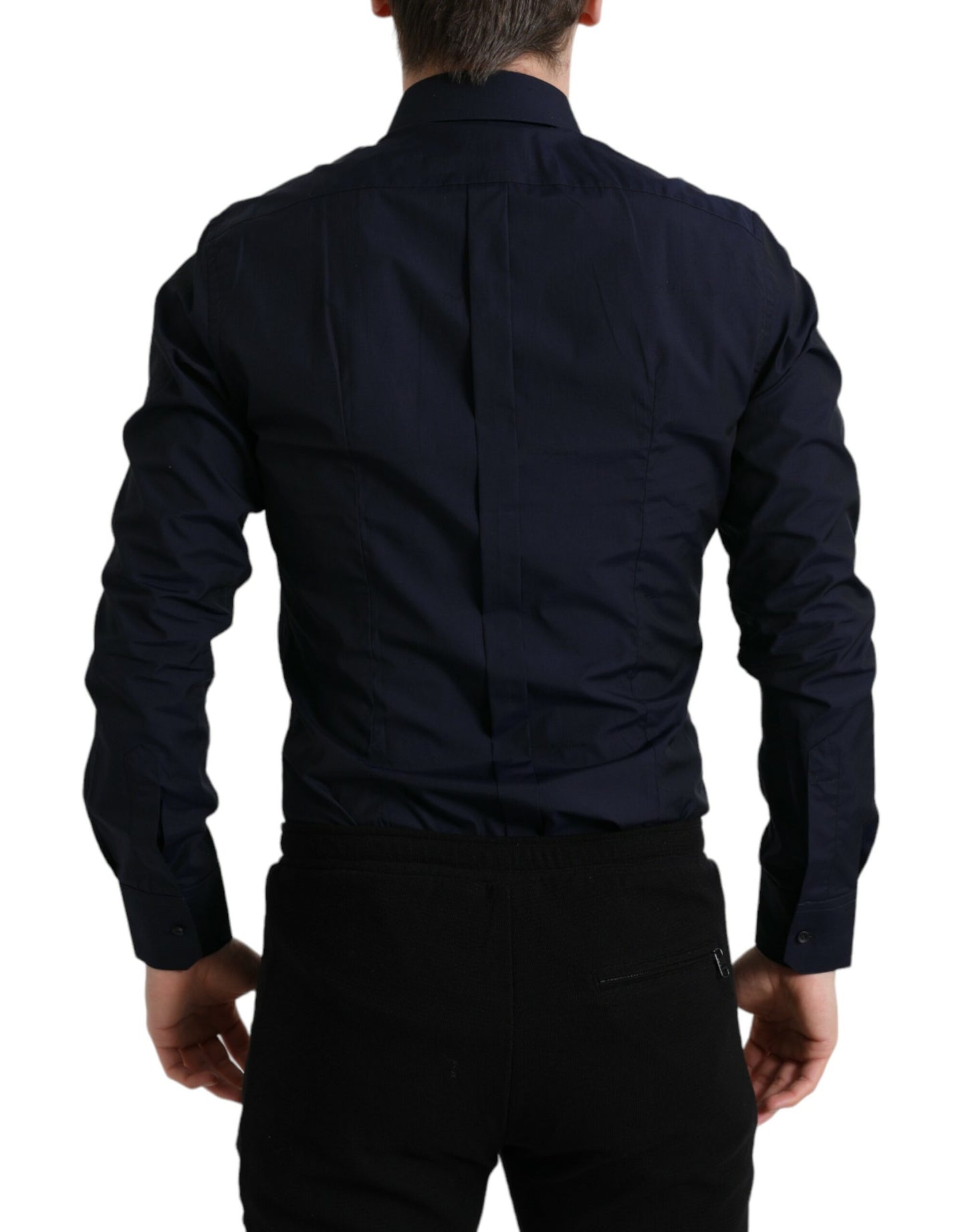 Dolce &amp; Gabbana Elegant navy blue jacquard shirt