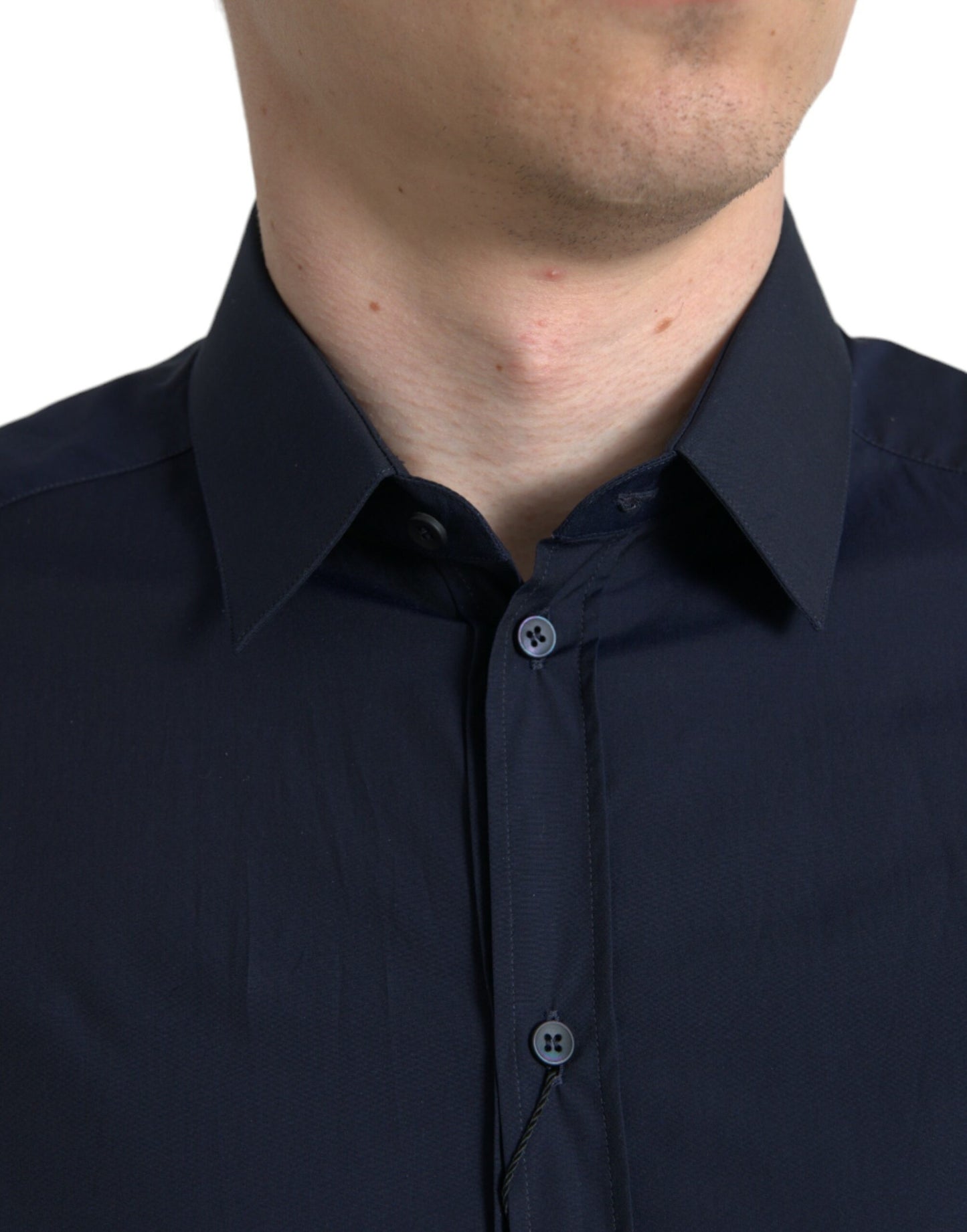 Dolce &amp; Gabbana Elegant navy blue jacquard shirt