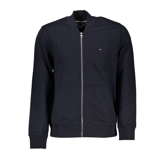 Tommy Hilfiger Schlichtes blaues Sweatshirt mit Reißverschluss und Stickereidetails