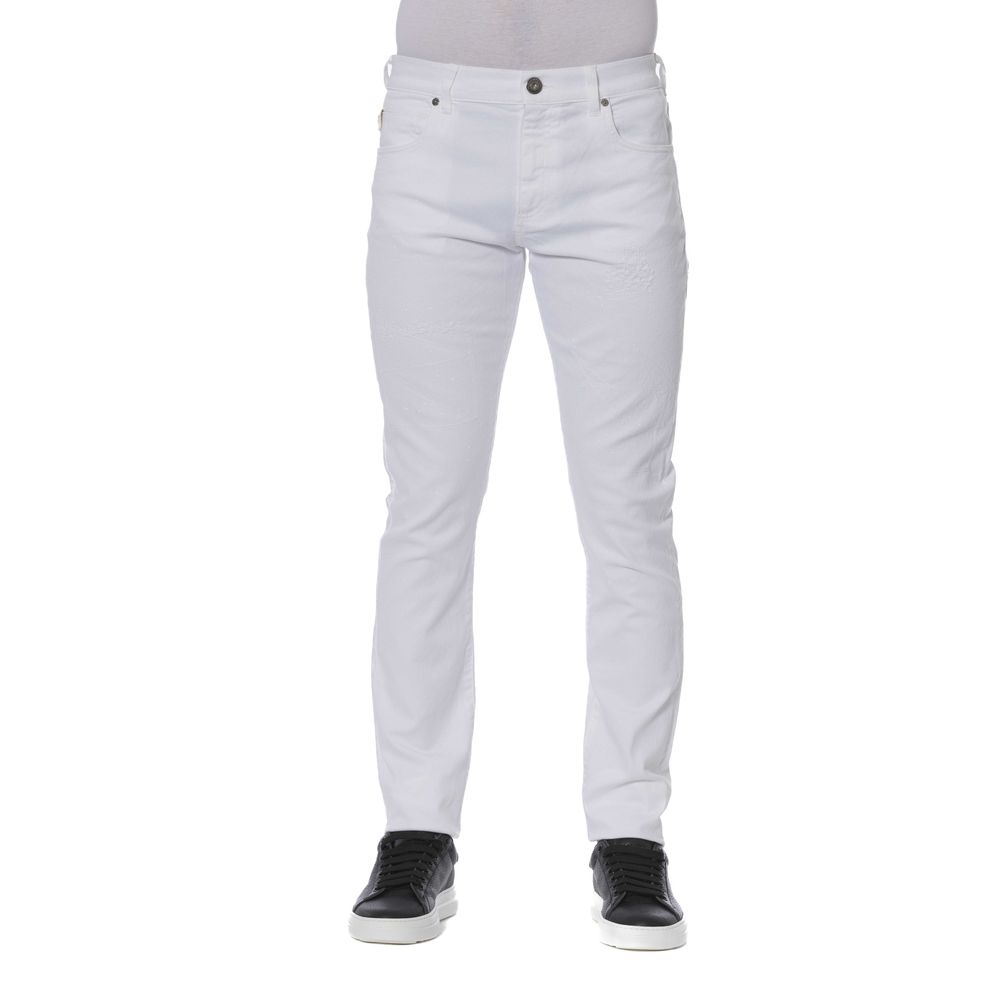 Trussardi Jeans men's jeans in white cotton