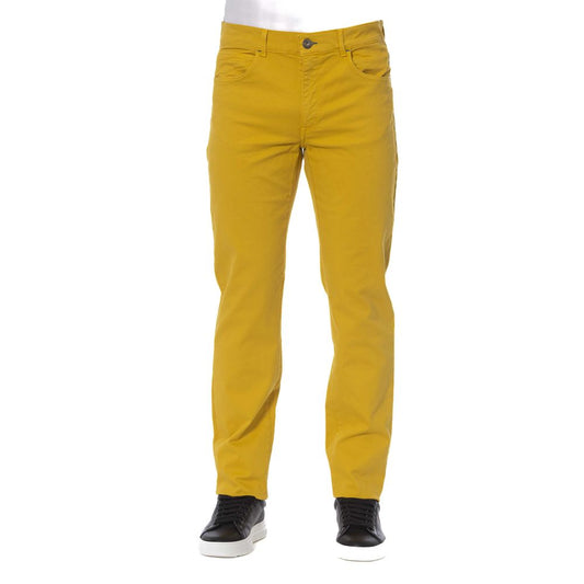 Trussardi Jeans Yellow Cotton Men's Trousers