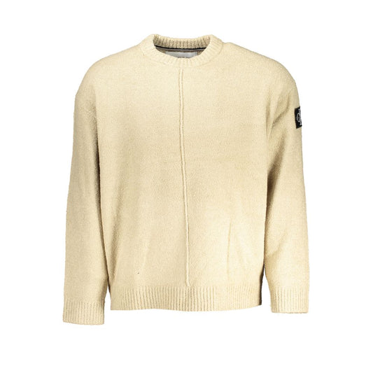 Calvin Klein Schicker beigefarbener Pullover mit Rundhalsausschnitt und kontrastierenden Details