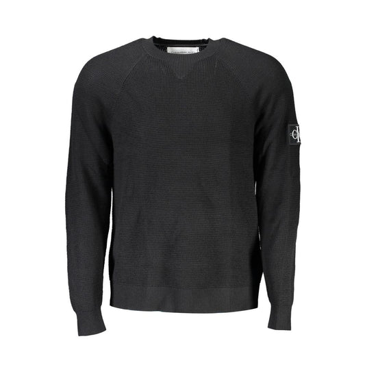 Calvin Klein Eleganter Pullover aus schwarzer Wolle - Langarm mit Rundhalsausschnitt