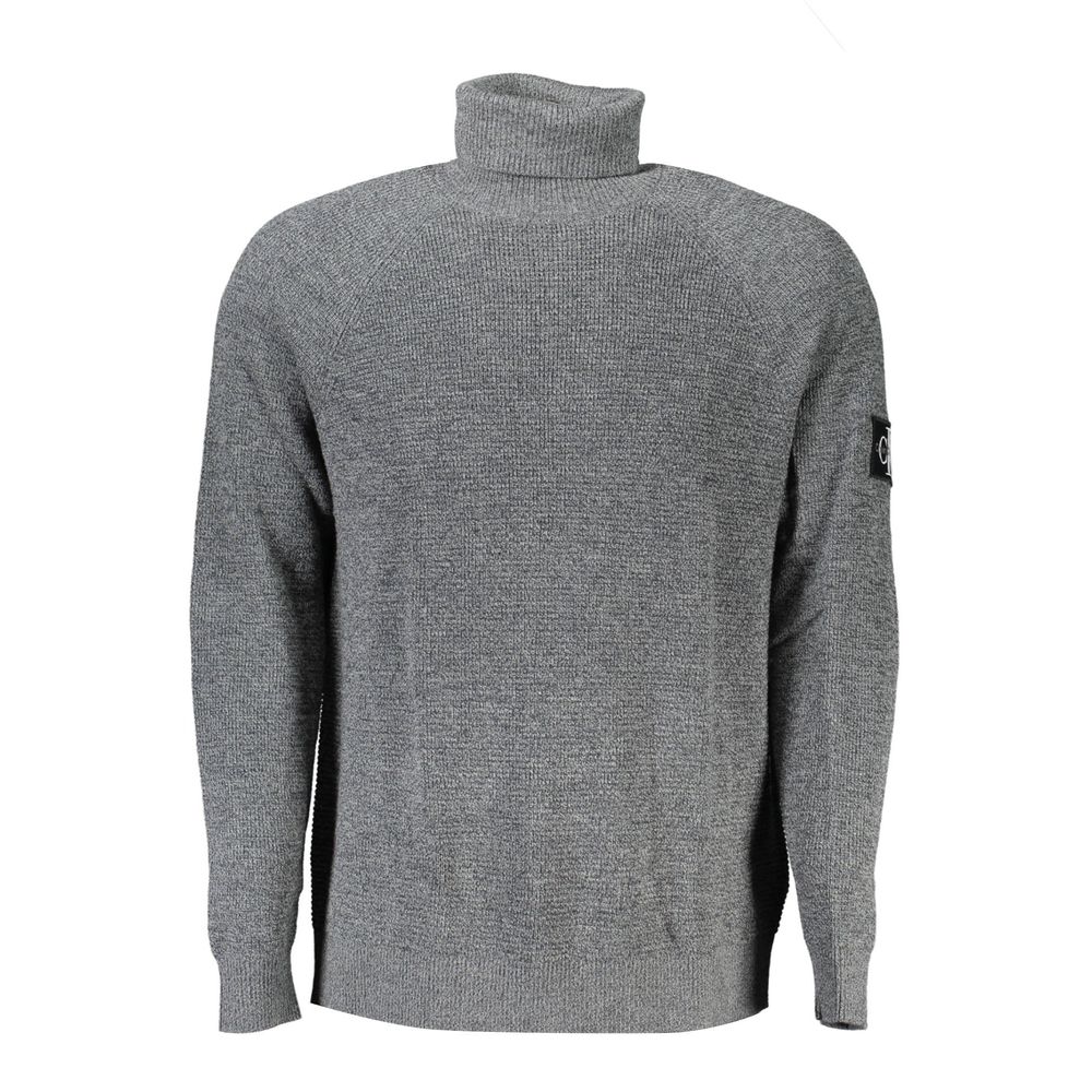 Calvin Klein Eleganter grauer Pullover mit hohem Halsausschnitt aus Wolle