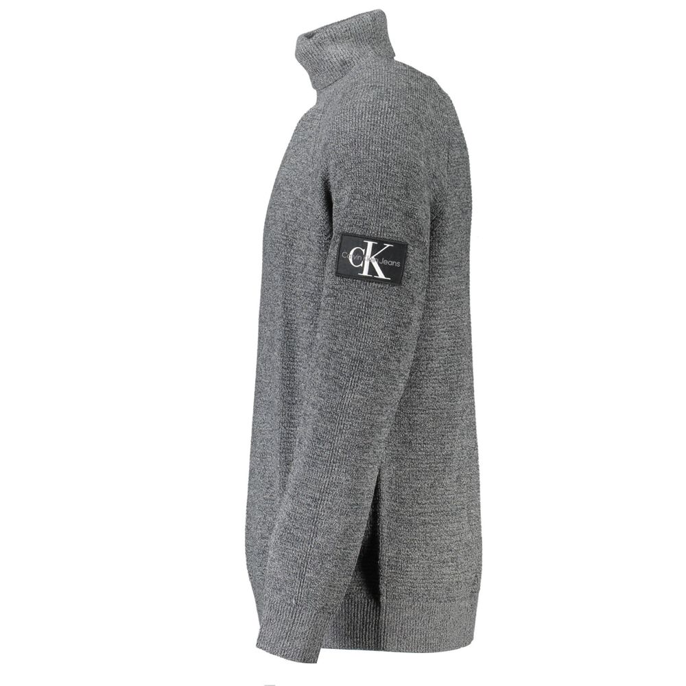 Calvin Klein Eleganter grauer Pullover mit hohem Halsausschnitt aus Wolle