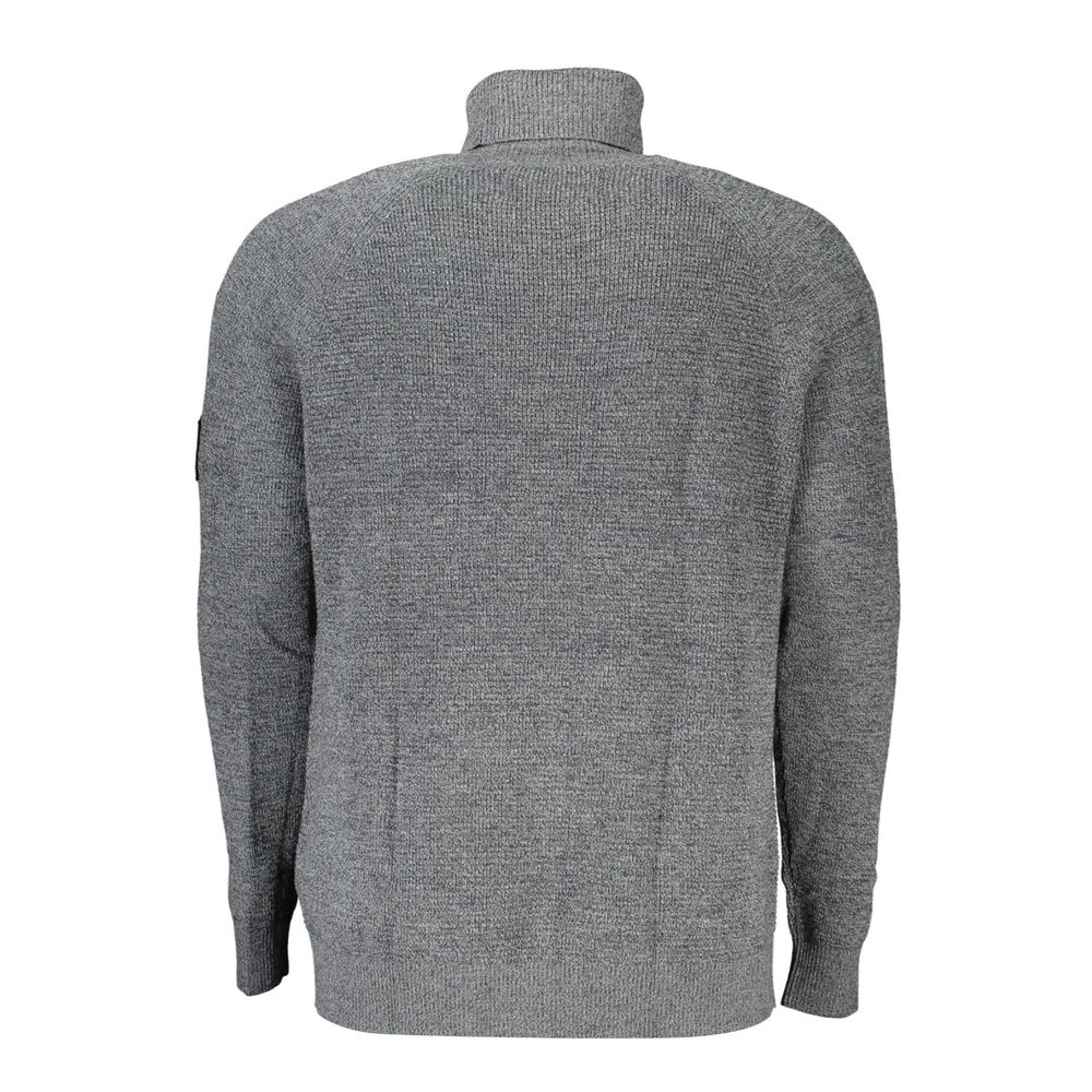 Calvin Klein Eleganter grauer Pullover mit hohem Halsausschnitt aus Wolle