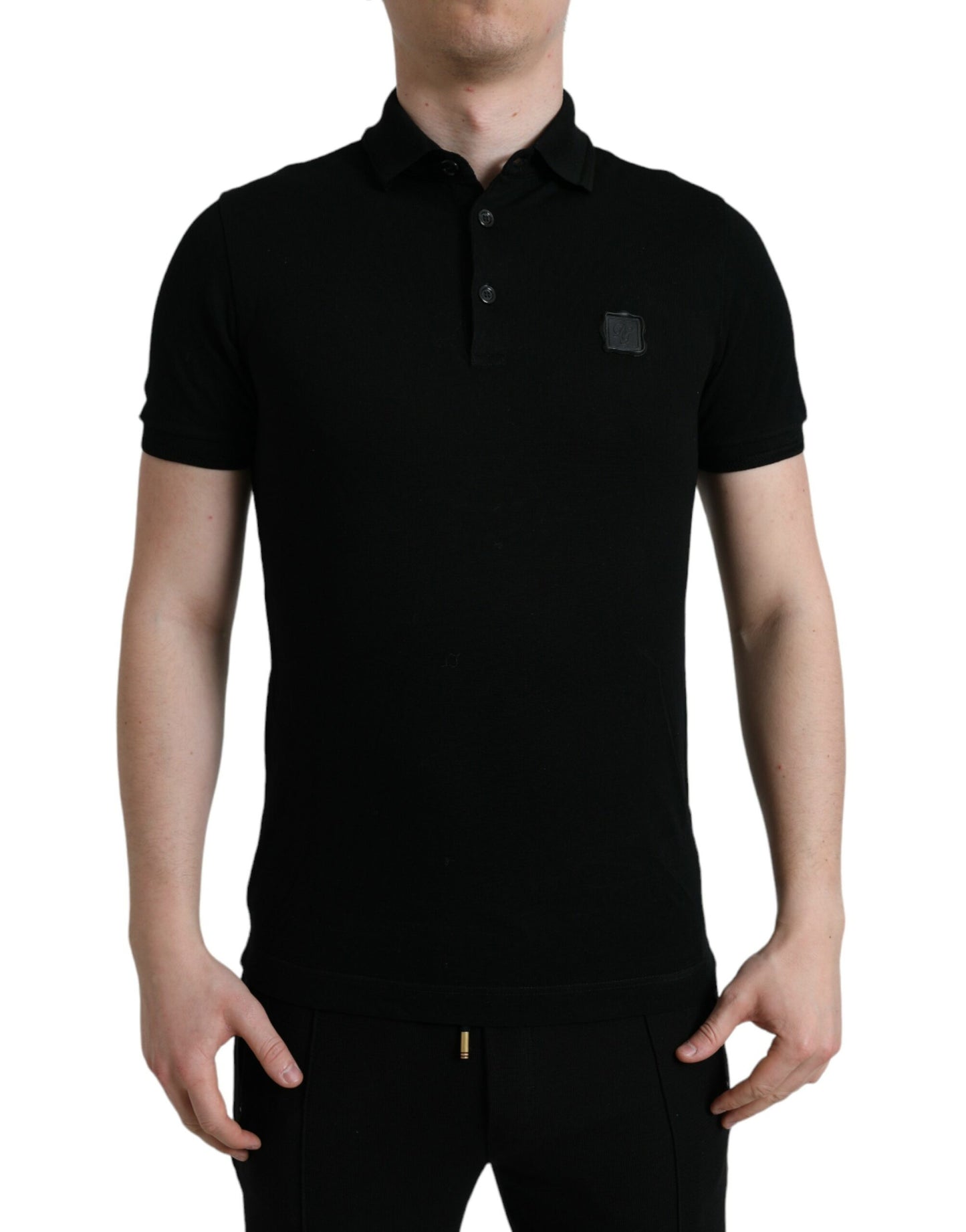 Dolce &amp; Gabbana Elegant Black Cotton Polo Shirt