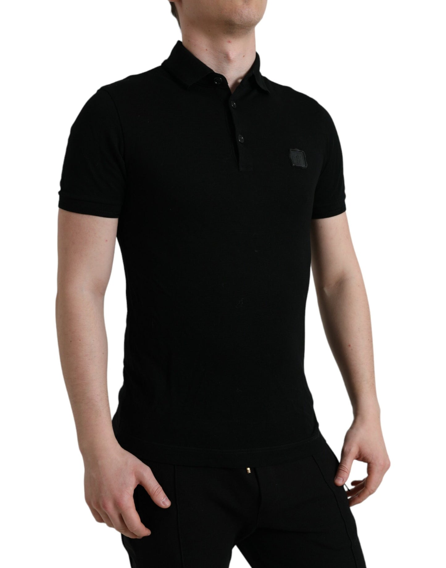 Dolce &amp; Gabbana Elegant Black Cotton Polo Shirt