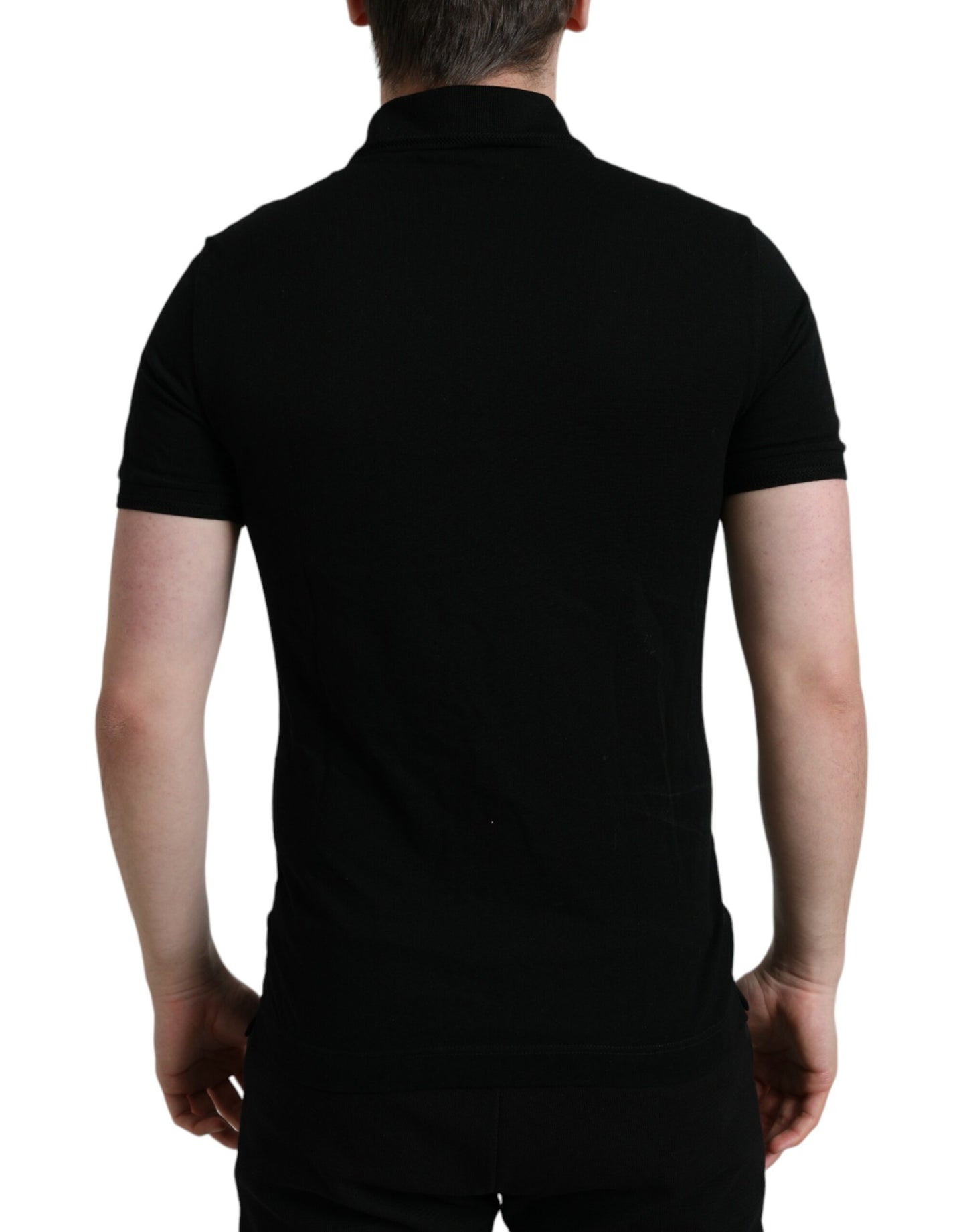 Dolce &amp; Gabbana Elegant Black Cotton Polo Shirt