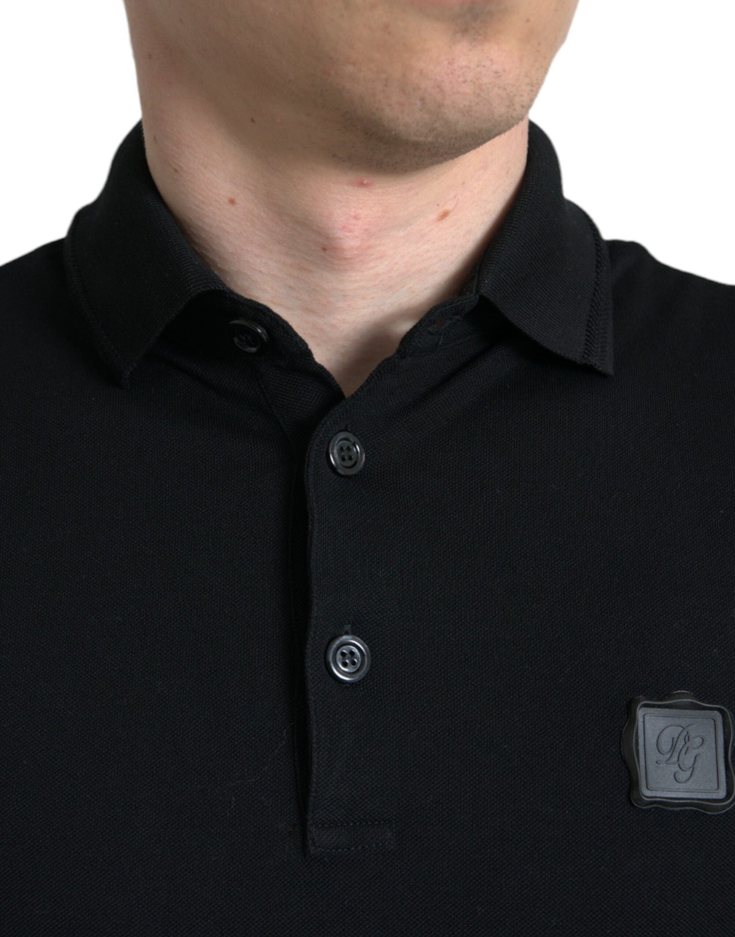 Dolce &amp; Gabbana Elegant Black Cotton Polo Shirt