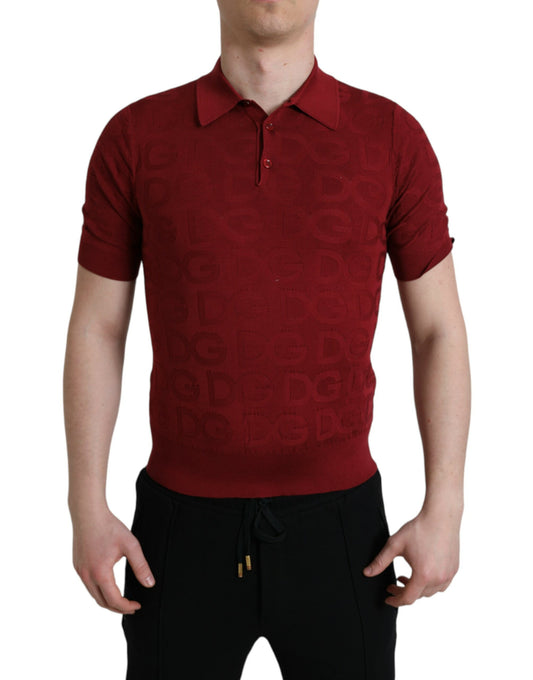 Dolce &amp; Gabbana Maroon Silk Polo T-paita - Eleganssi kohtaa mukavuuden