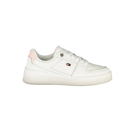 Tommy Hilfiger Elegante Weiße Schnürsenkel-Sneakers mit kontrastierendem Detail