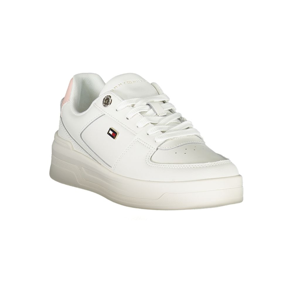 Tommy Hilfiger Elegante Weiße Schnürsenkel-Sneakers mit kontrastierendem Detail