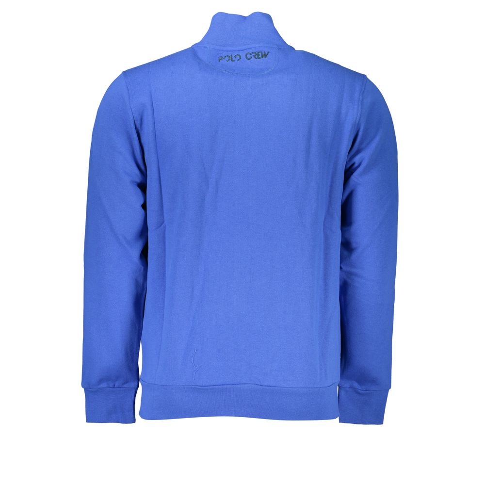 La Martina Elegantes blaues Fleece-Sweatshirt mit Stickerei