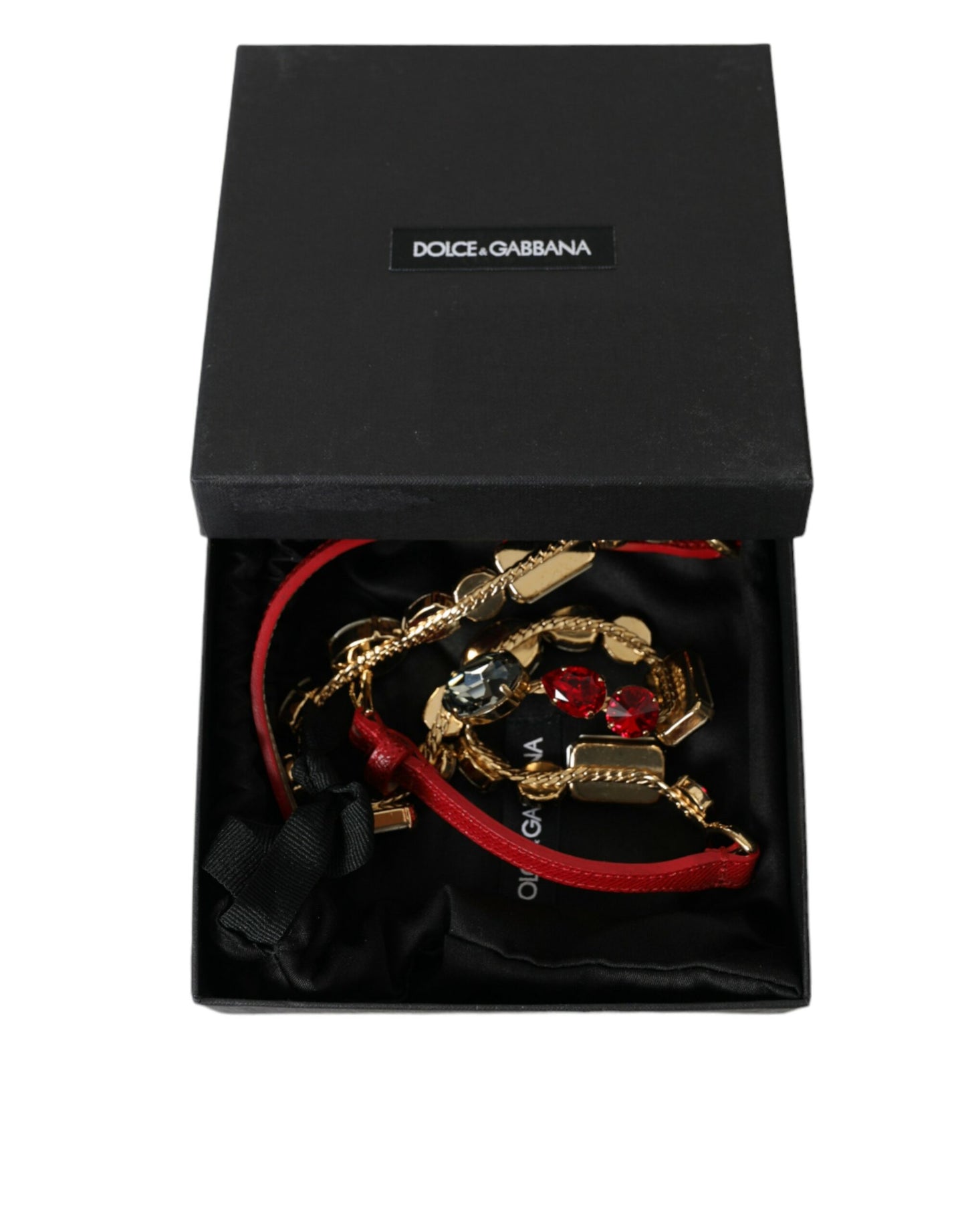 Dolce &amp; Gabbana Bright Red Crystal Buckle Belt