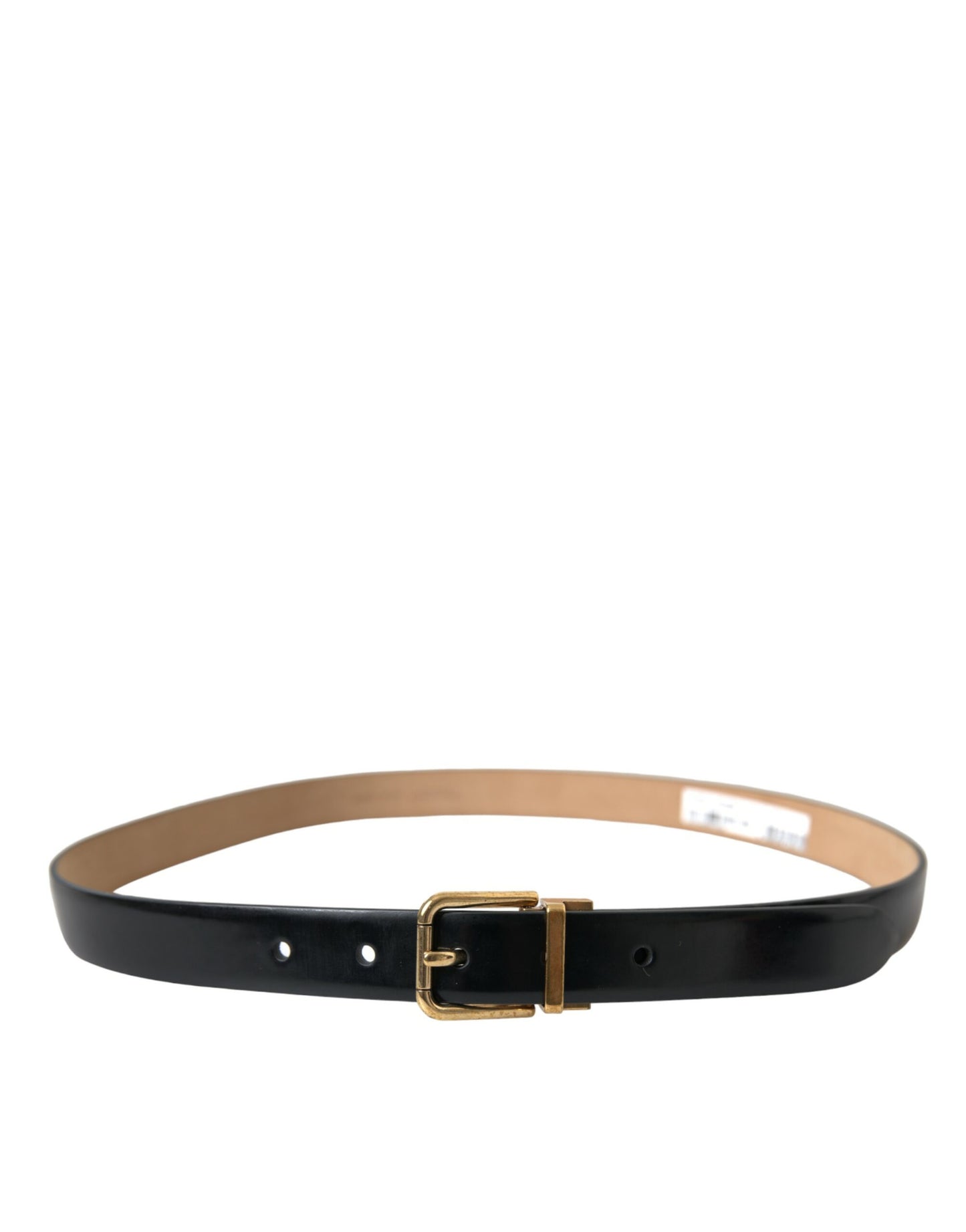 Dolce &amp; Gabbana Elegant black leather belt with logo buckle