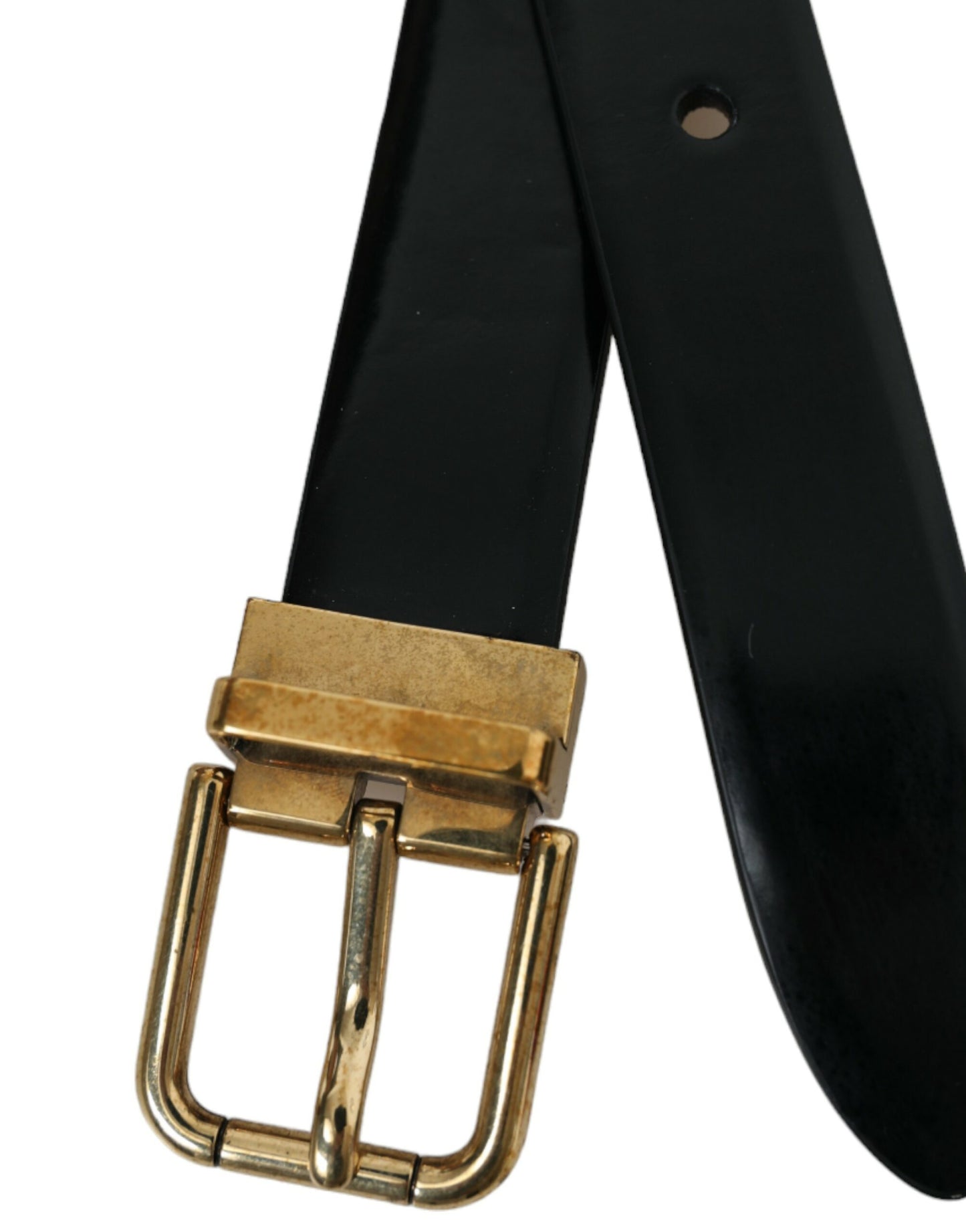 Dolce &amp; Gabbana Elegant black leather belt with logo buckle