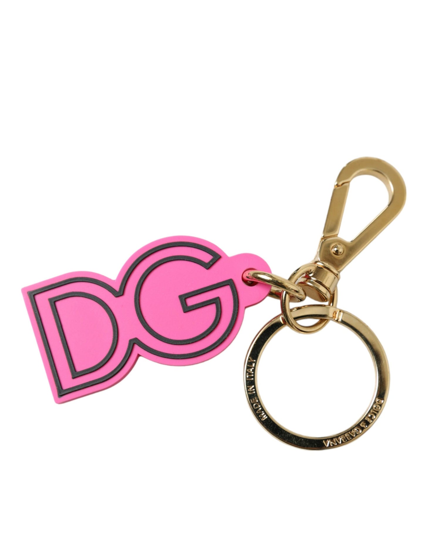 Dolce & Gabbana Schicker goldener und rosa Logo-Schlüsselanhänger