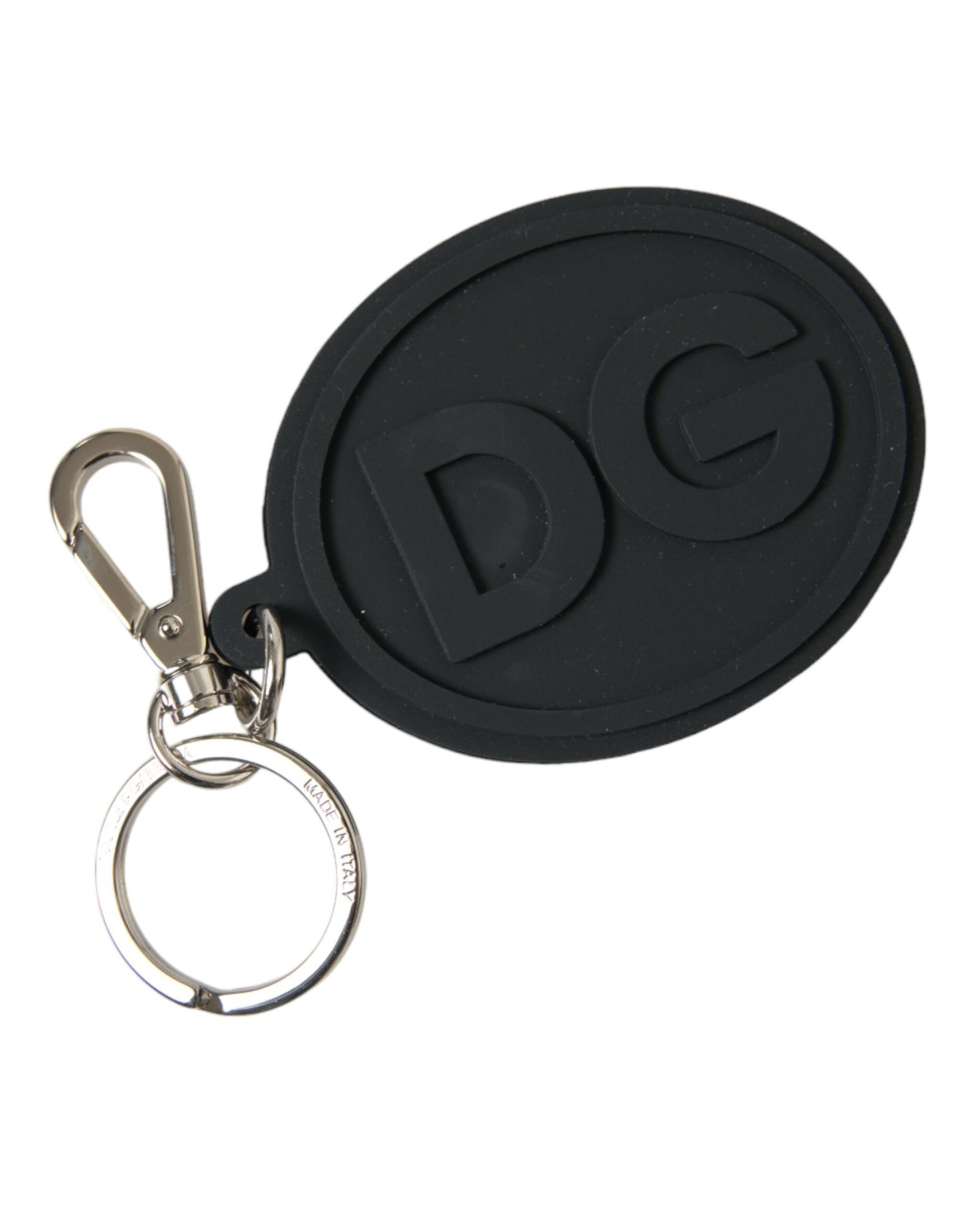 Dolce & Gabbana Schicker schwarz-silberner Logo-Schlüsselanhänger