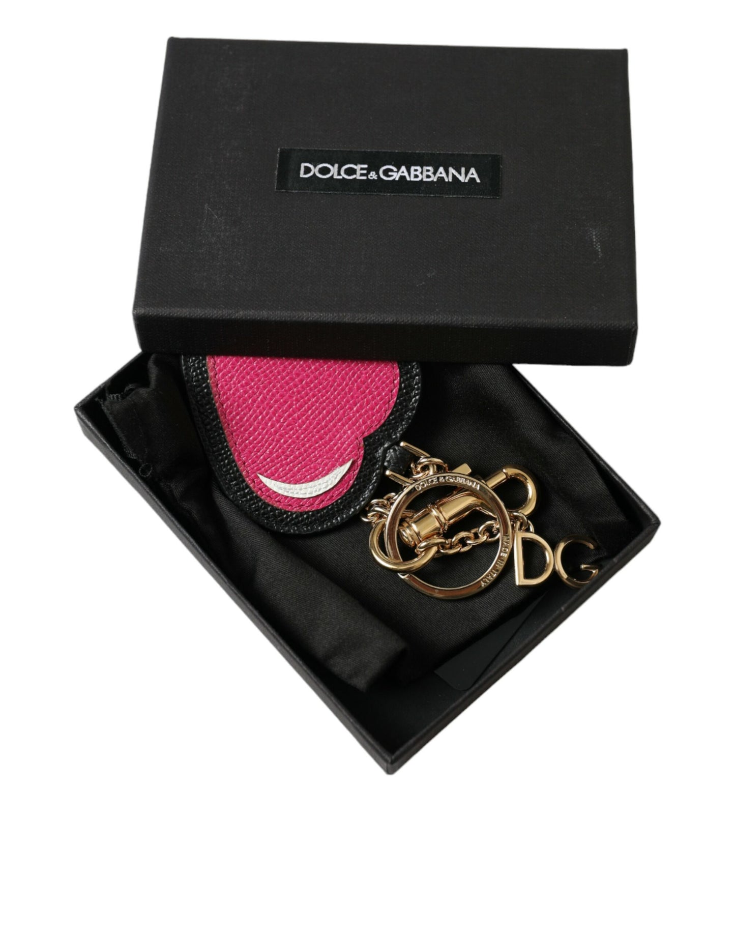 Dolce & Gabbana Atemberaubender Schlüsselanhänger aus Gold und rosa Leder