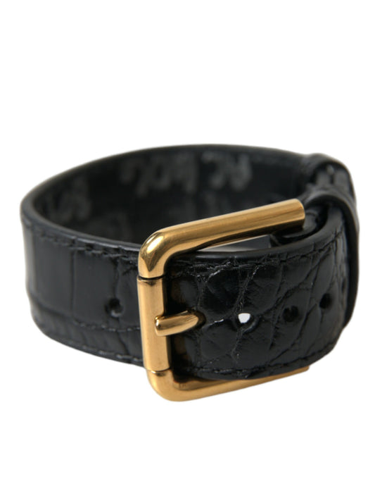 Dolce & Gabbana Elegantes Gold-Schwarzes Lederarmband