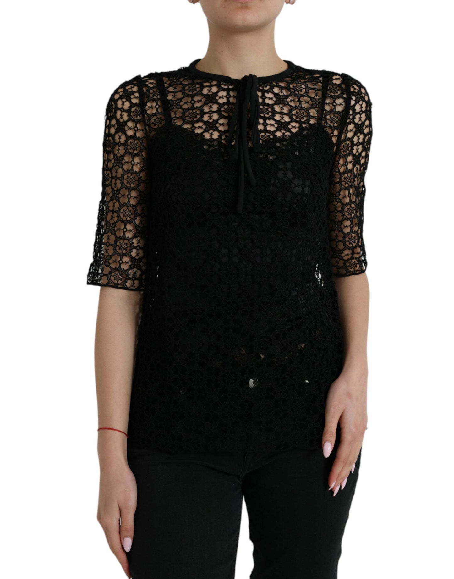 Dolce &amp; Gabbana Elegant floral lace blouse top