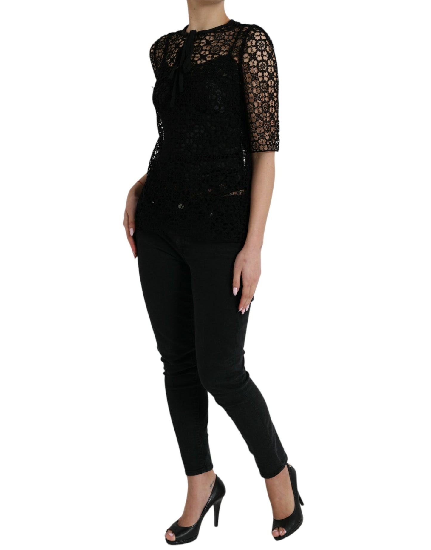 Dolce &amp; Gabbana Elegant floral lace blouse top