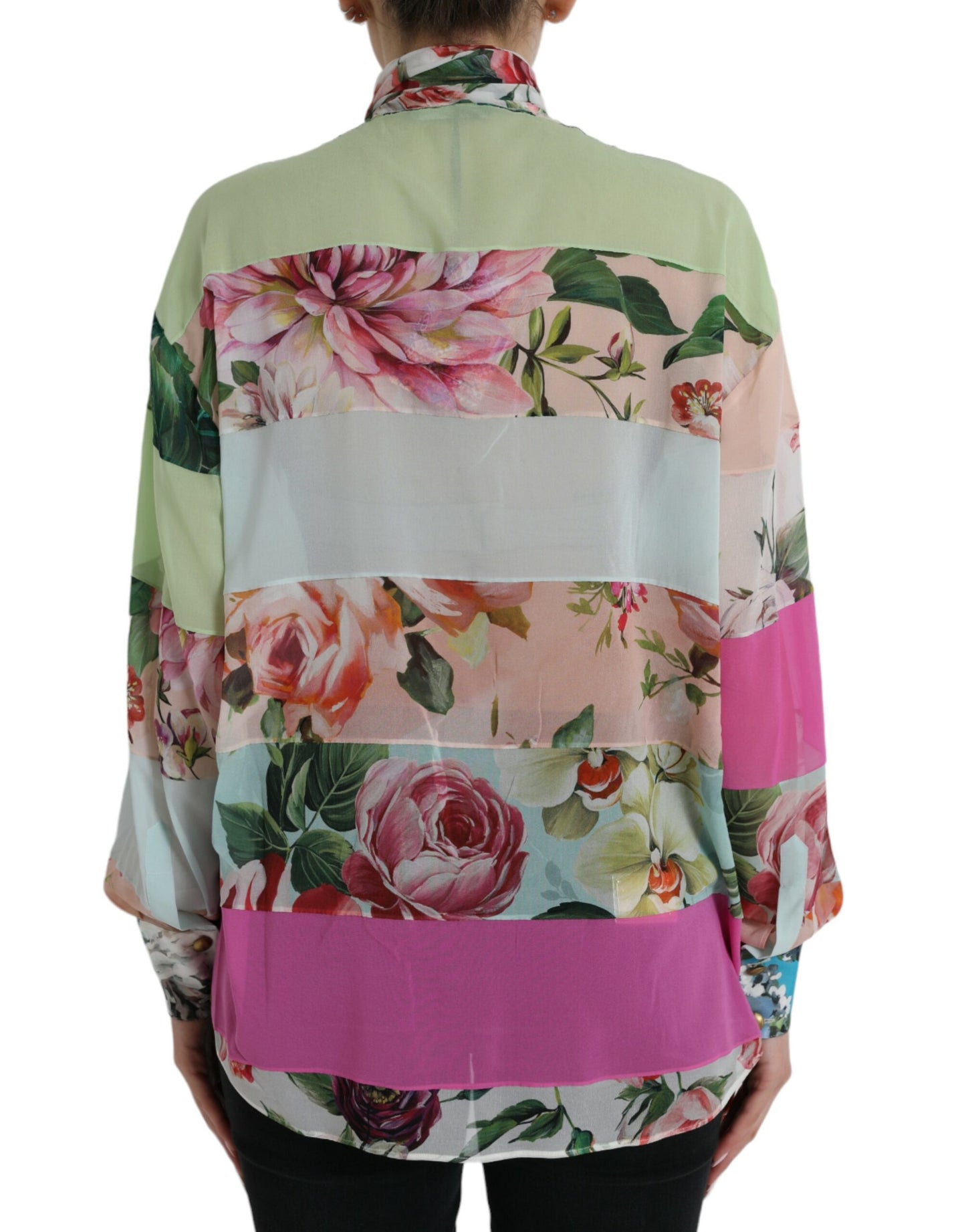 Dolce &amp; Gabbana Elegant Multicolor Silk Blend Long Sleeve Top