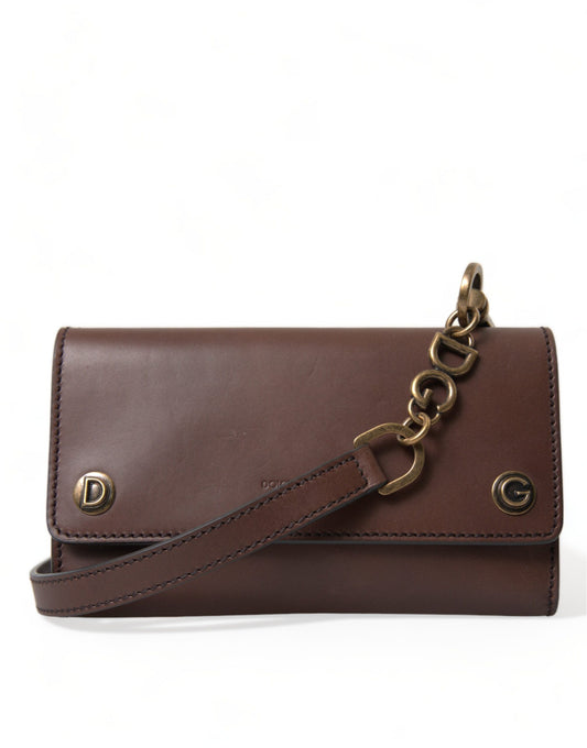 Dolce &amp; Gabbana Elegant leather shoulder bag in rich brown