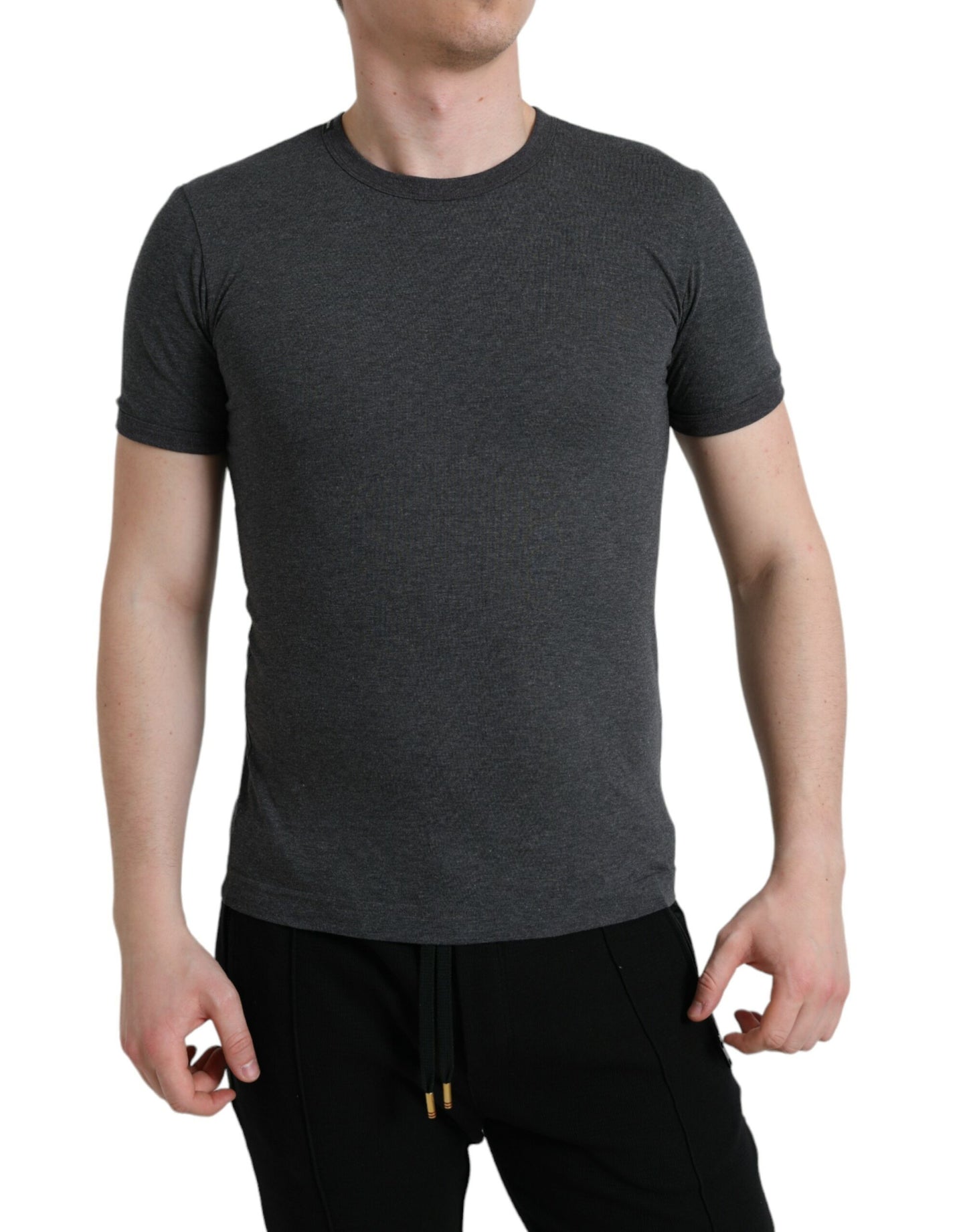 Dolce &amp; Gabbana Elegant dark grey round neck T-shirt